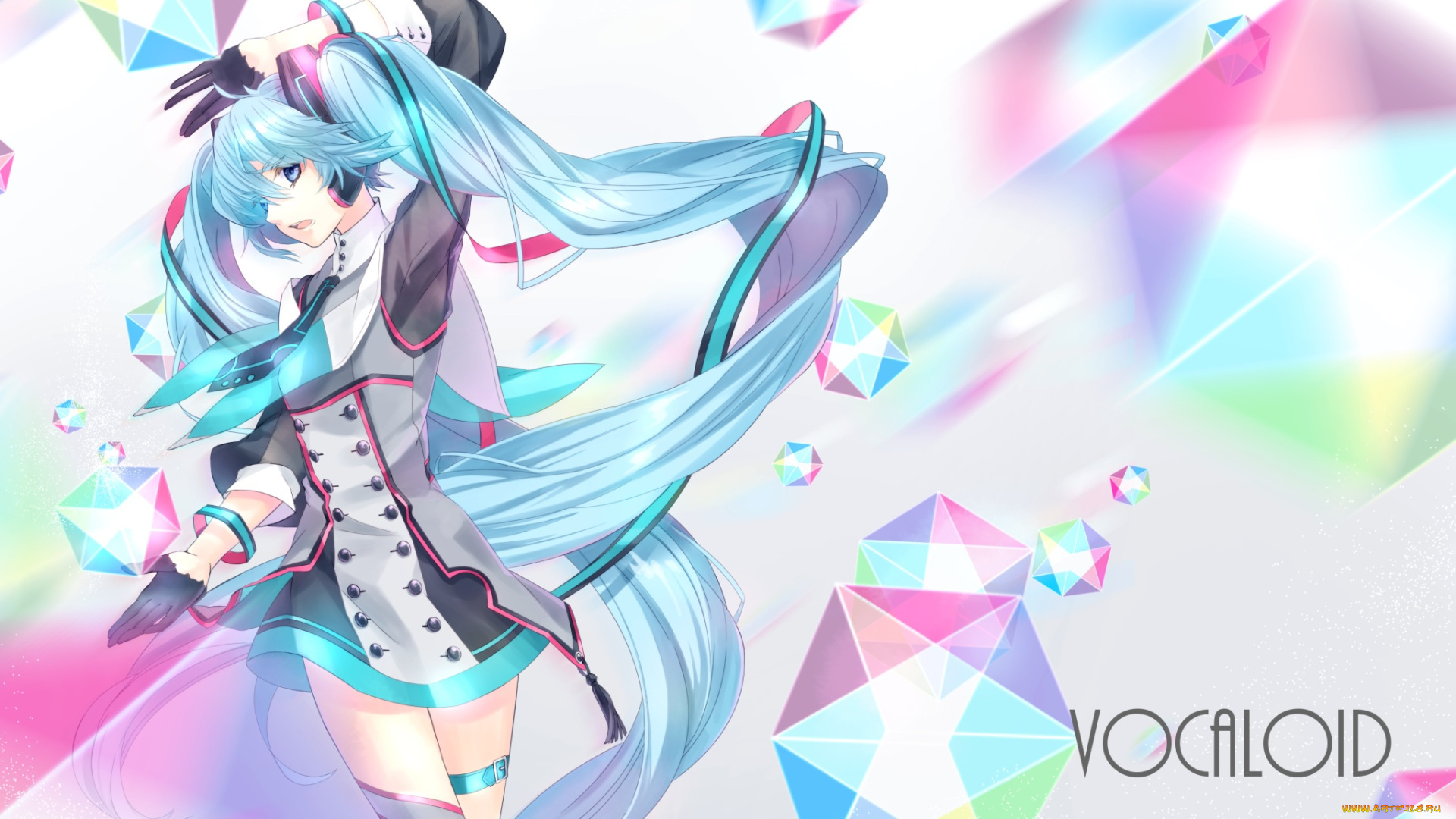 аниме, vocaloid, девушка, фон, взгляд