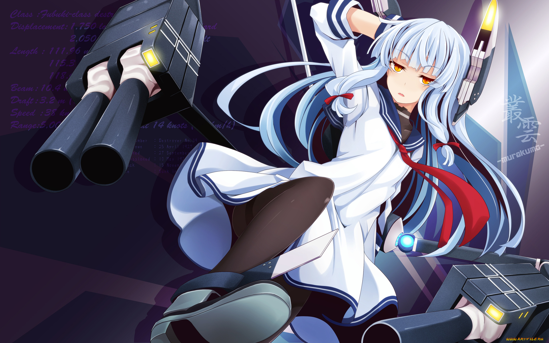 аниме, kantai, collection, взгляд, девушка, фон