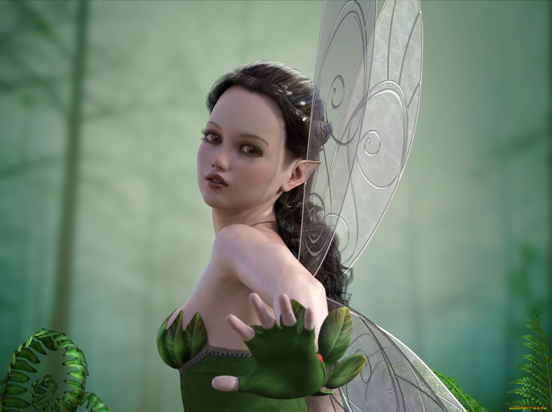 3д, графика, эльфы, , elves, фон, взгляд, эльфийка