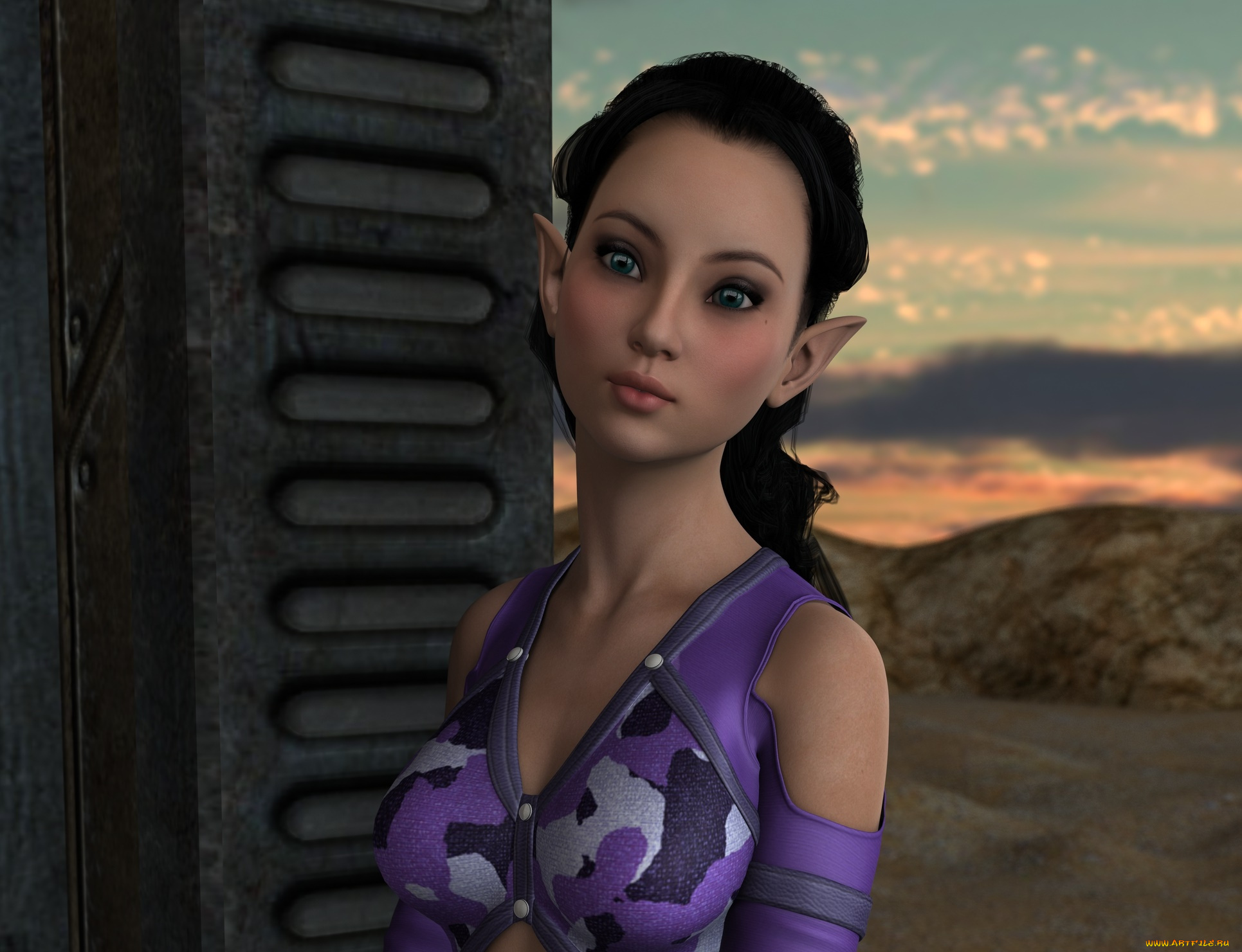 3д, графика, эльфы, , elves, фон, взгляд, эльфийка