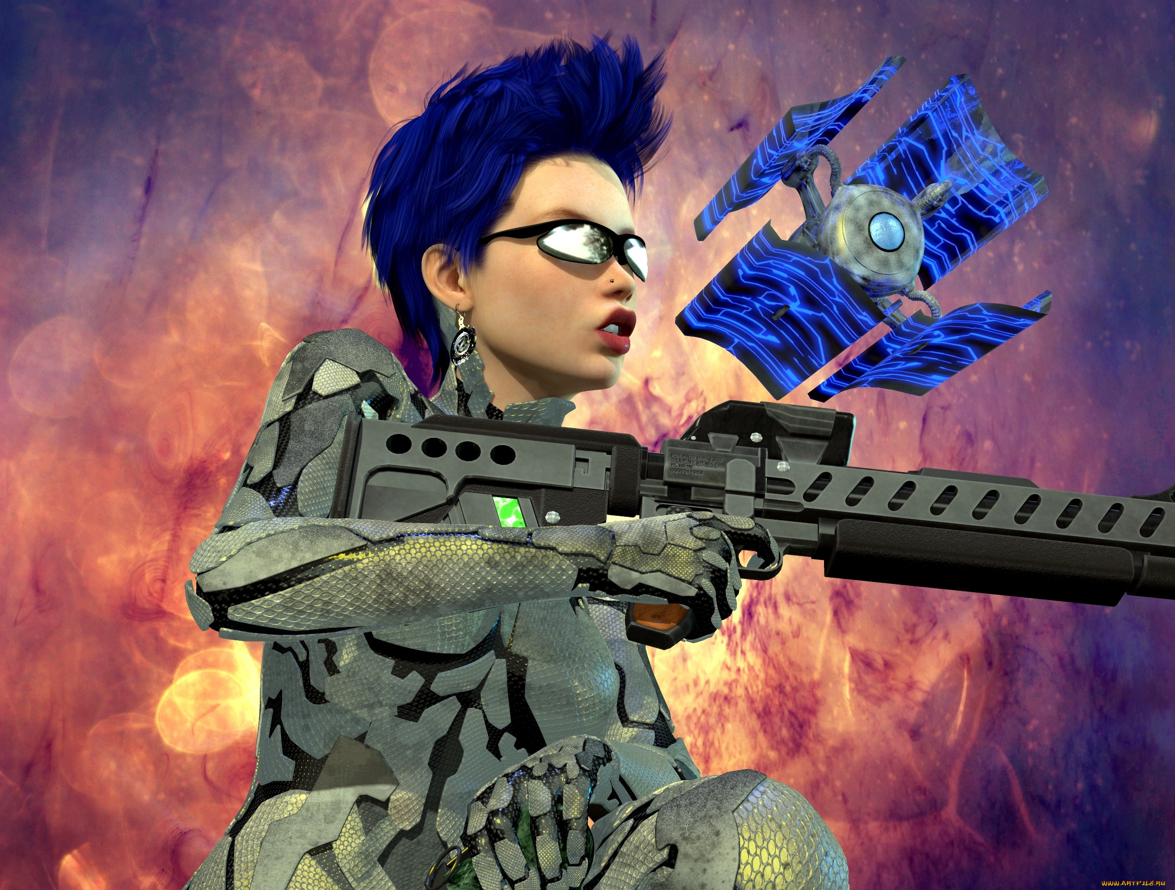 3д, графика, люди, , people, оружие, фон, девушка, взгляд
