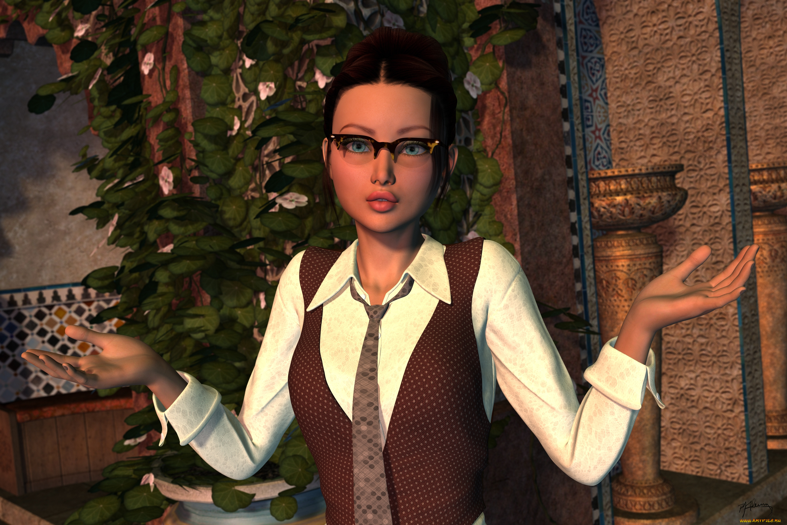 3д, графика, люди, , people, взгляд, девушка, фон