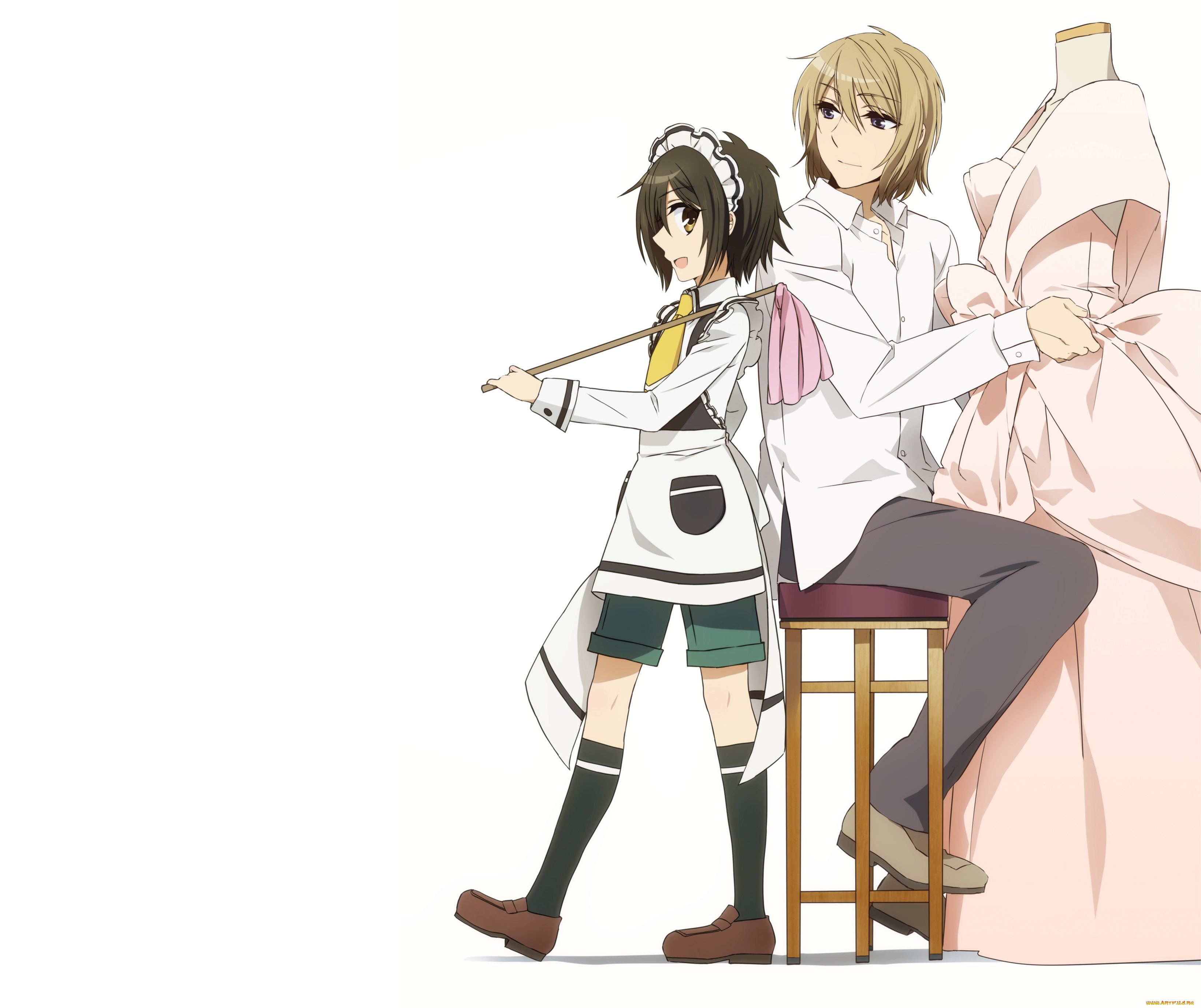 аниме, shonen, maid, shonen, maid, мальчик, горнечная