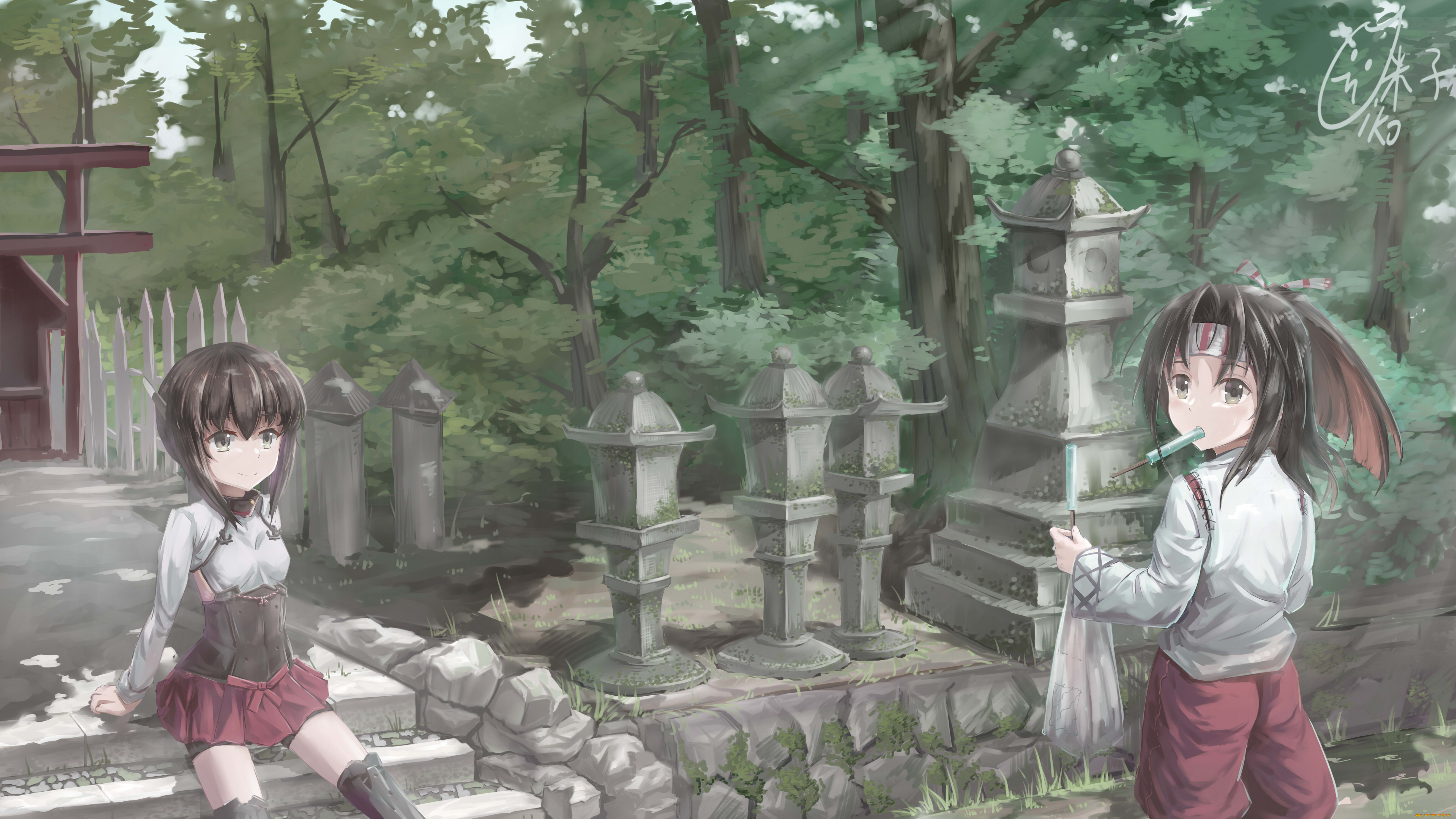 аниме, kantai, collection, фон, взгляд, девушки