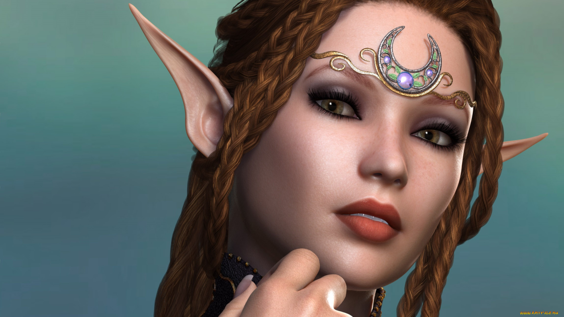 3д, графика, эльфы, , elves, эльфийка, взгляд, фон