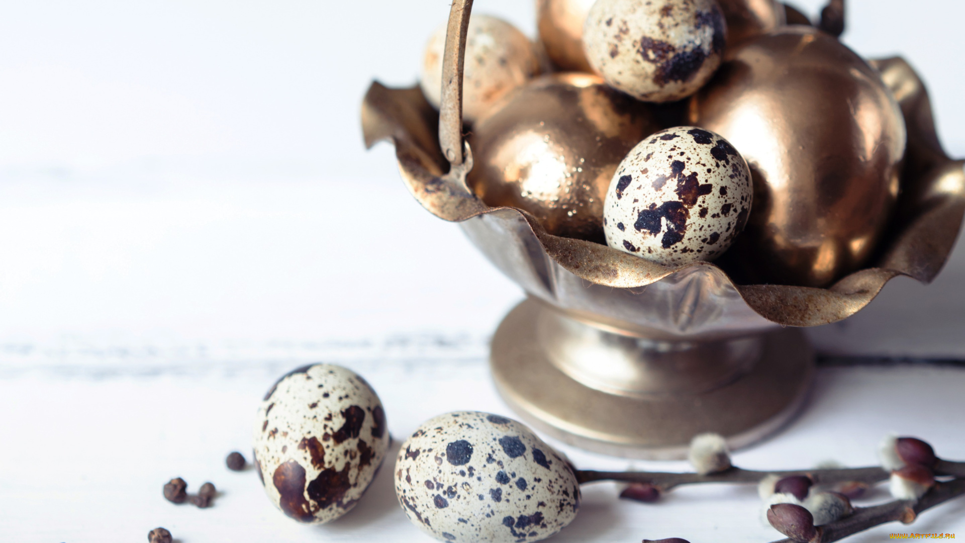 праздничные, пасха, eggs, spring, яйца, крашеные, happy, easter, верба, decoration, ветки, golden, весна, перепелиные