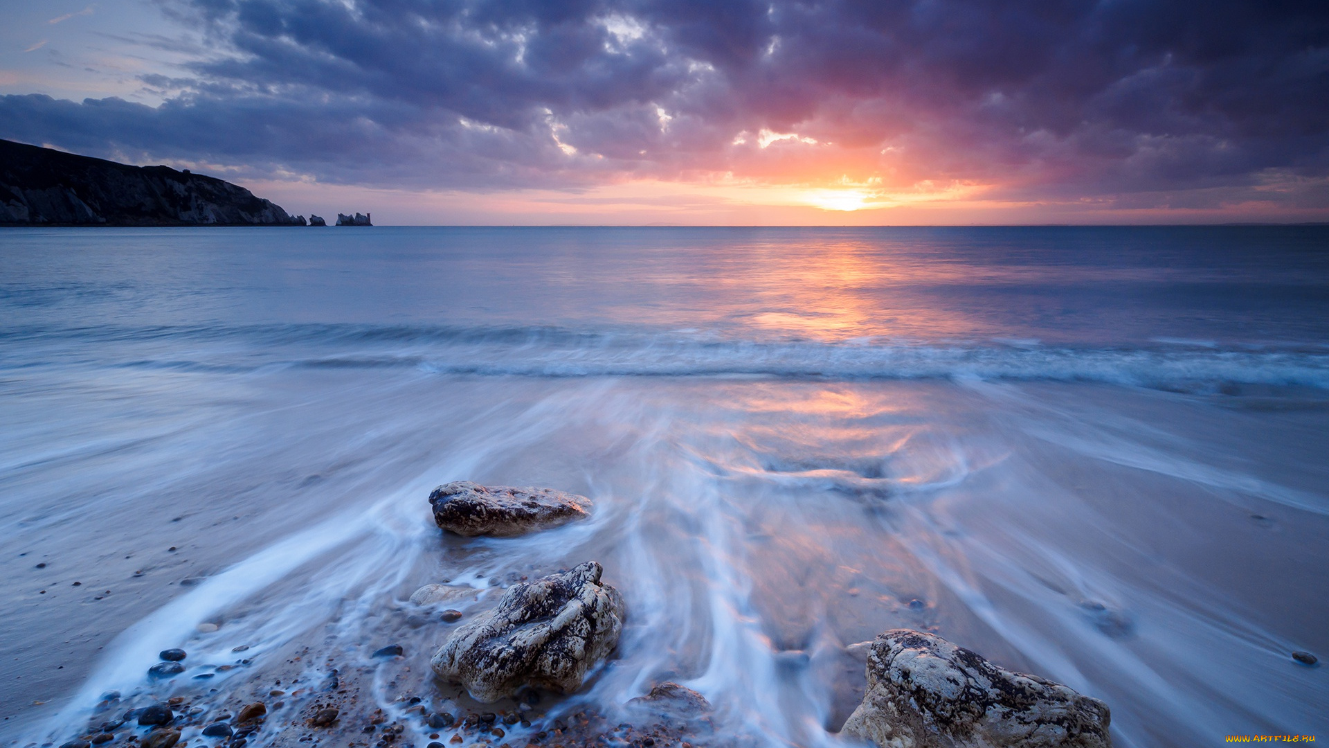 природа, восходы, закаты, море, волны, камни, облака, закат