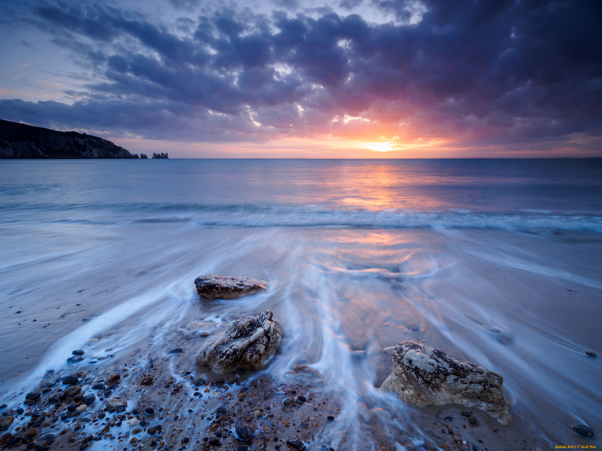 природа, восходы, закаты, море, волны, камни, облака, закат