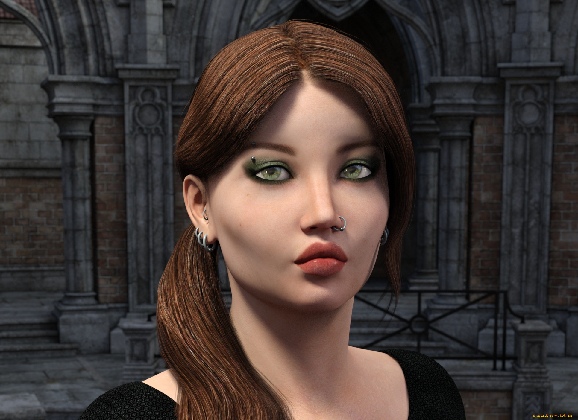 3д, графика, портрет, , portraits, девушка, взгляд, фон