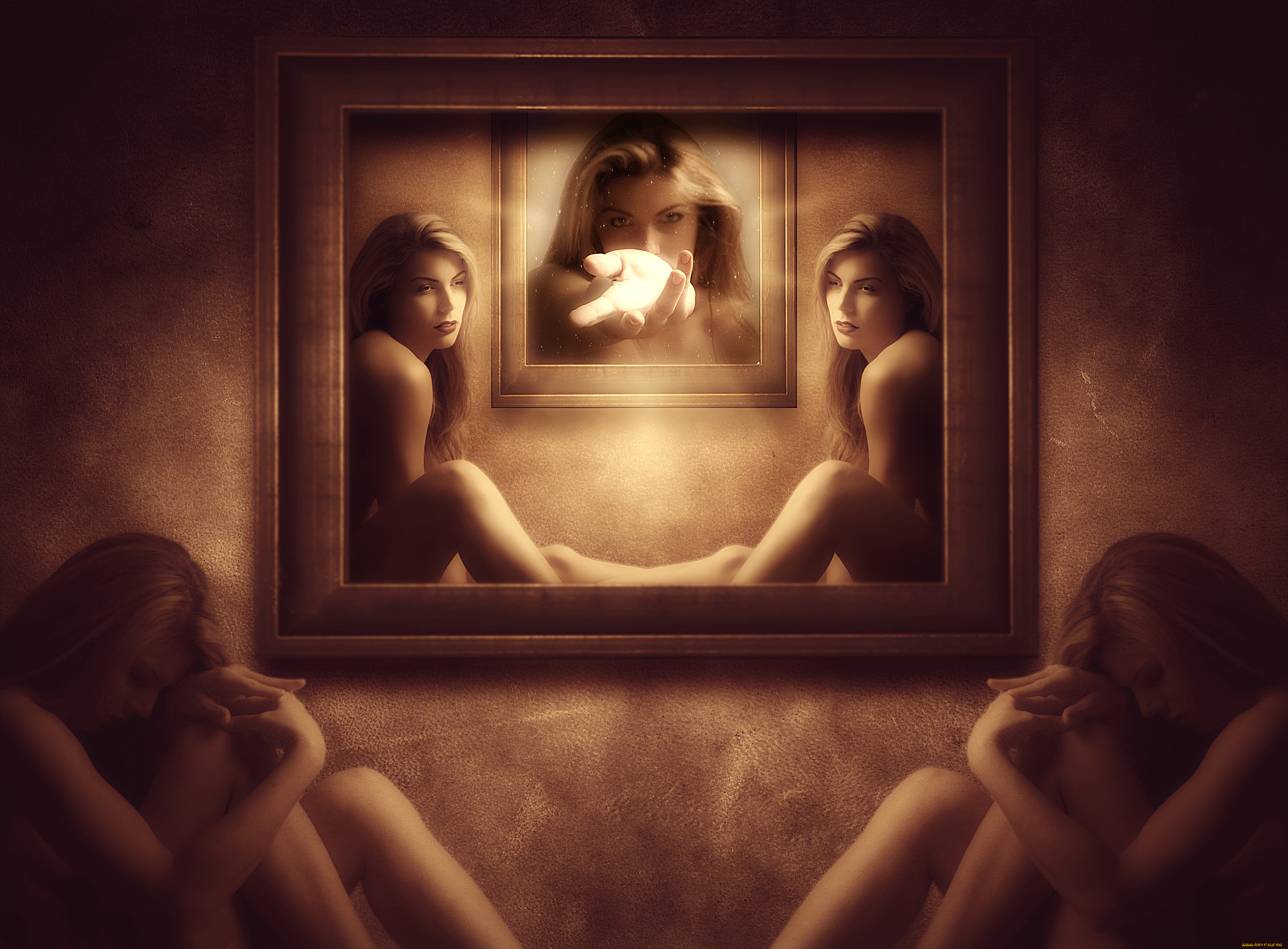 рисованное, люди, фон, девушка, взгляд