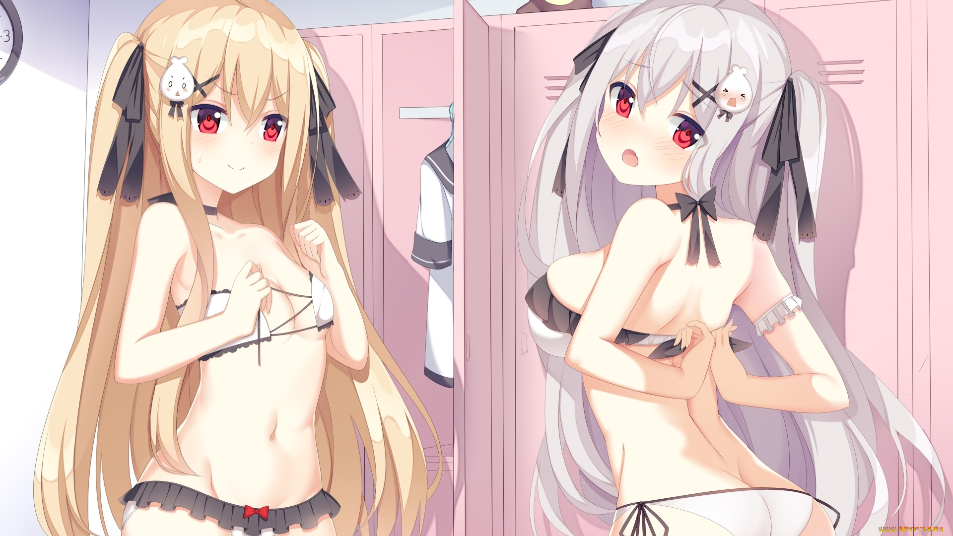 аниме, unknown, , другое, , девушки, взгляд, фон