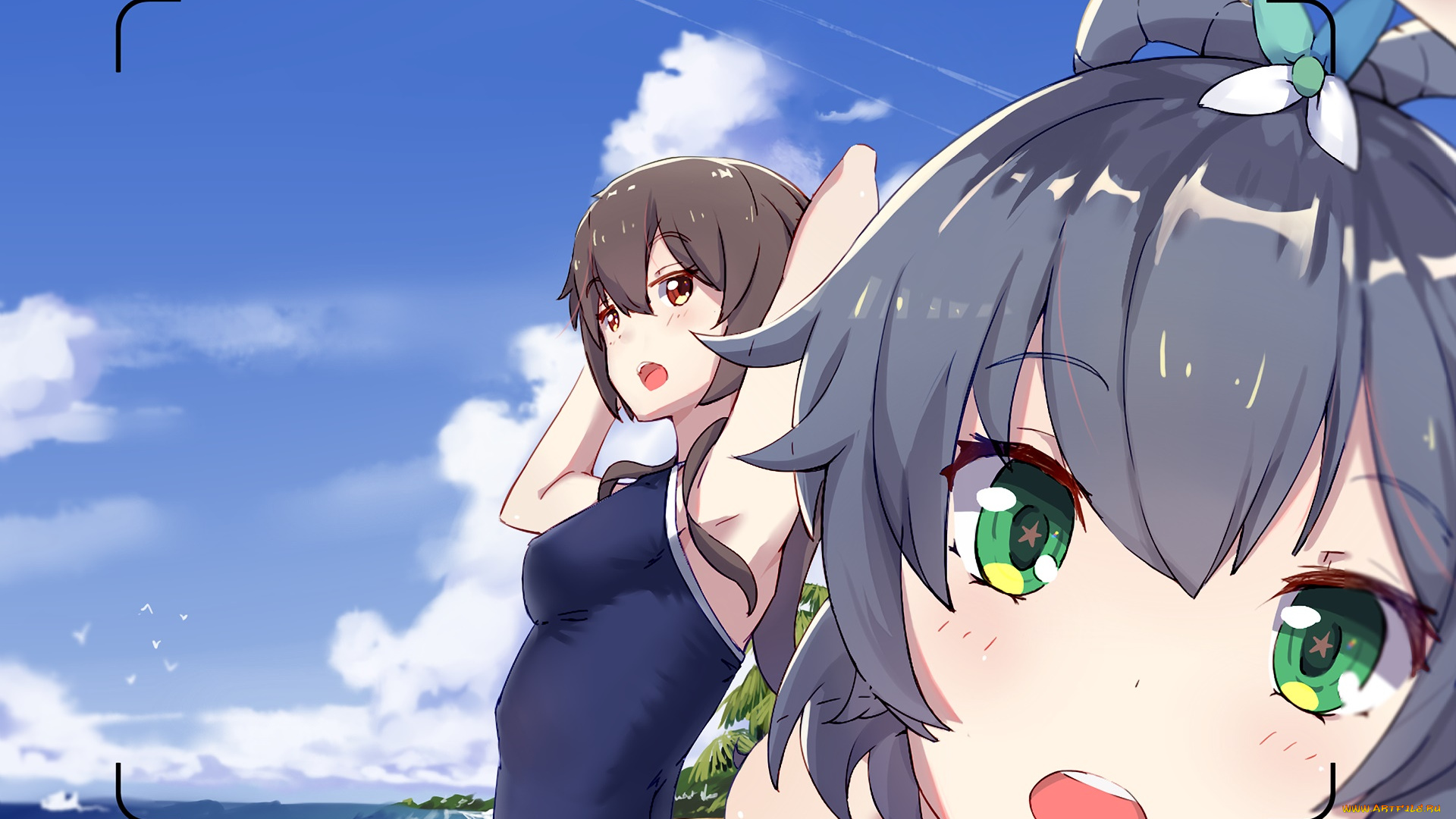 аниме, vocaloid, фон, взгляд, девушки