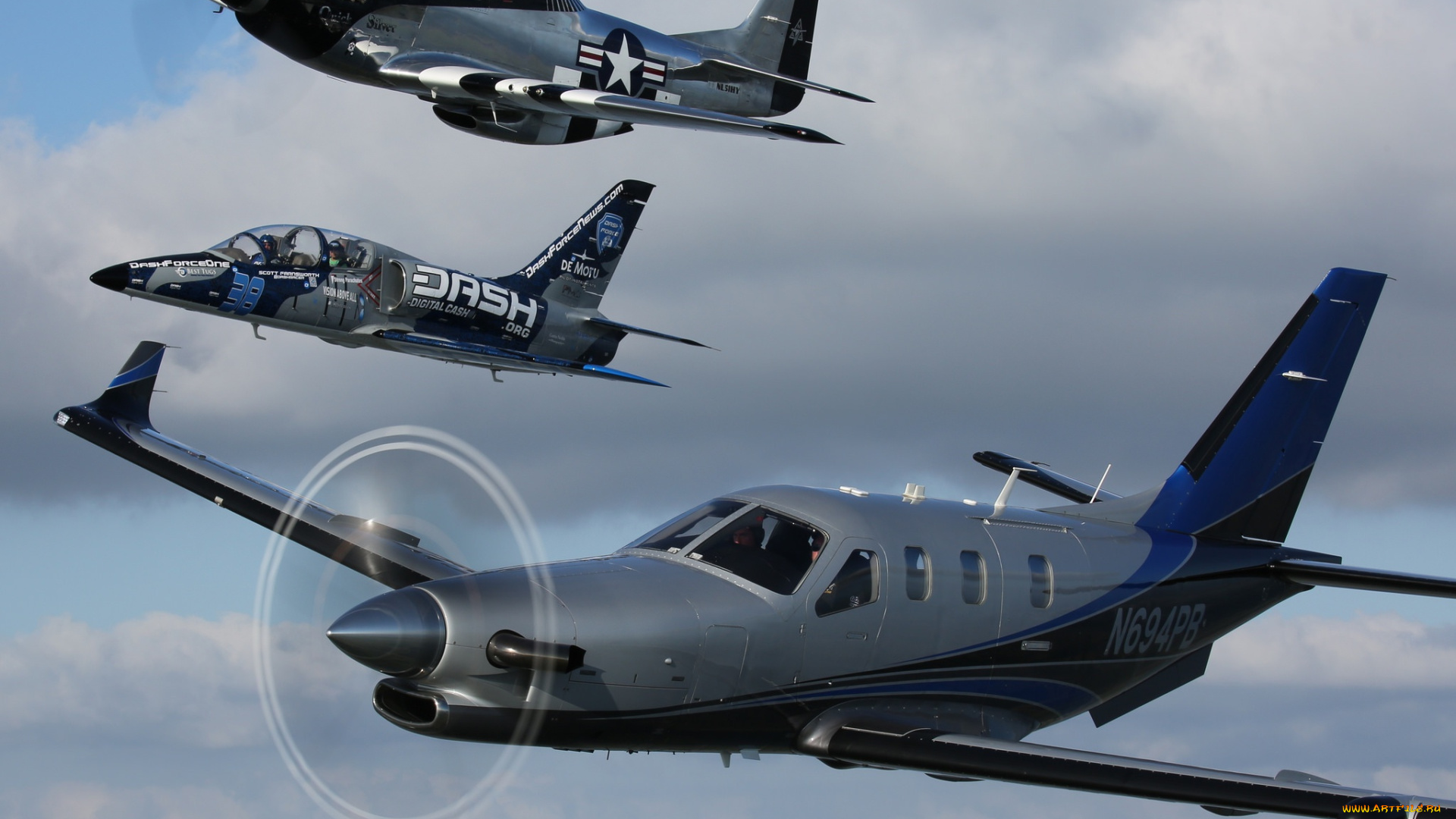 авиация, боевые, самолёты, socata, tbm, l-39c, небо, полет, p-51d