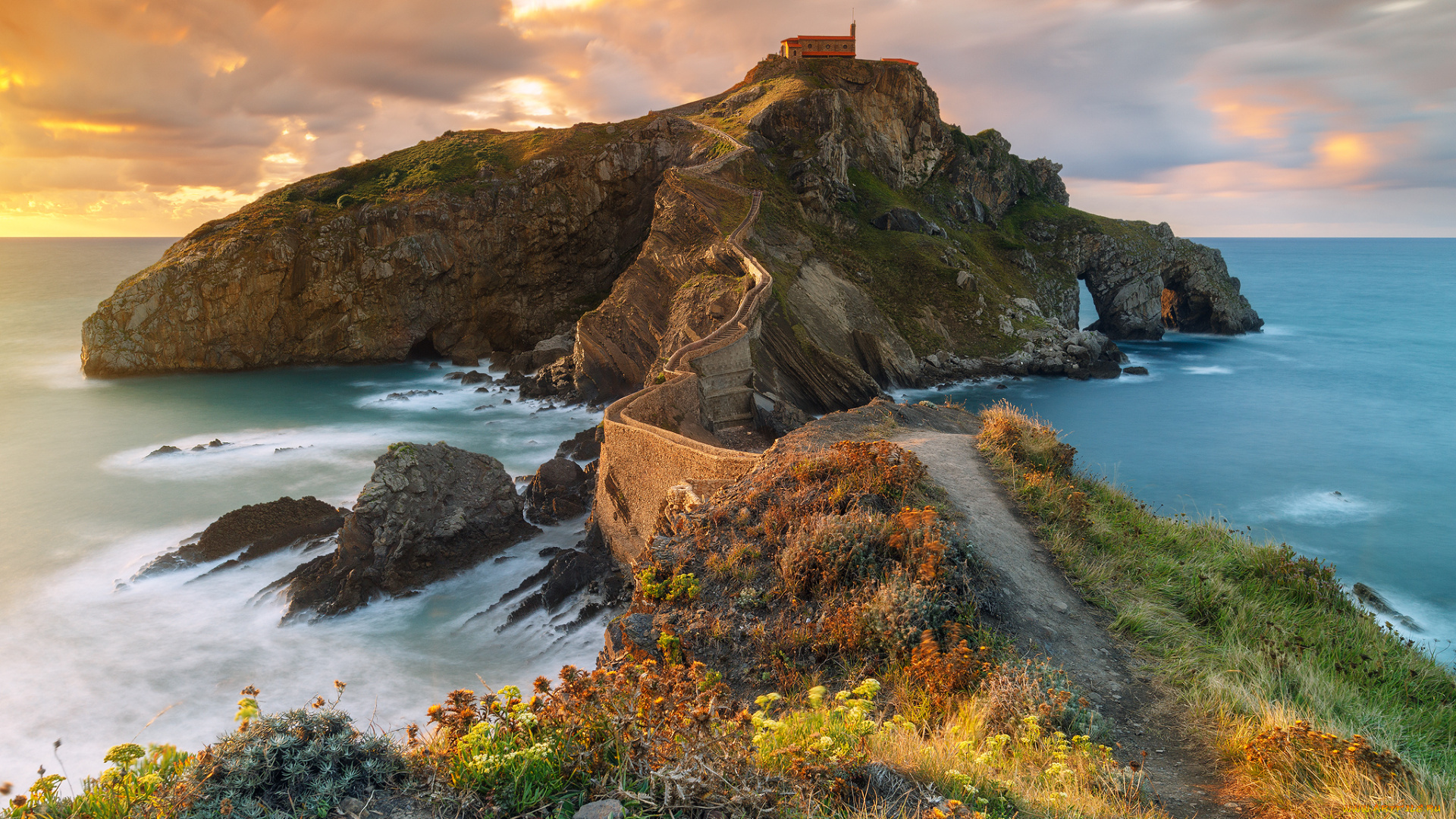gaztelugatxe, города, -, пейзажи, простор
