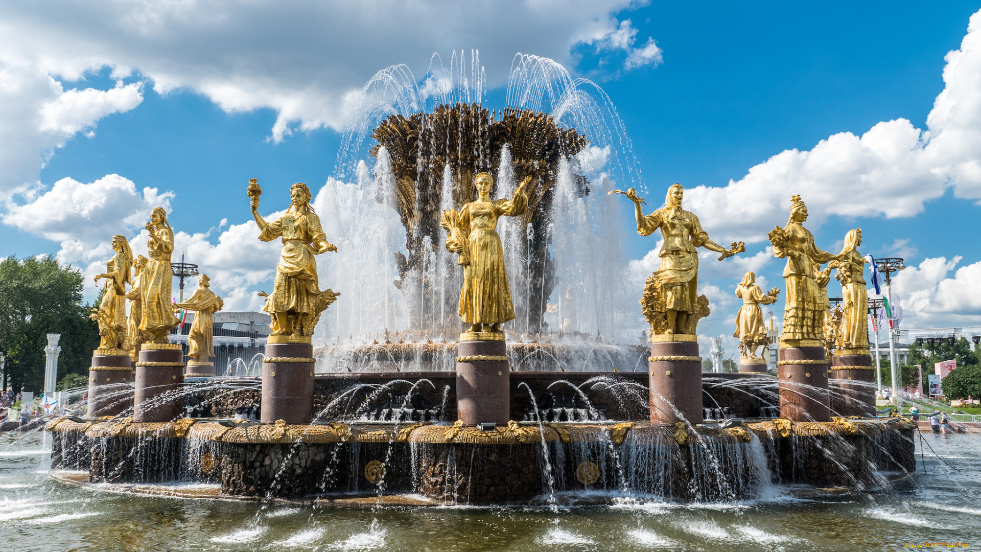 golden, ladies, fountain, города, -, фонтаны, простор