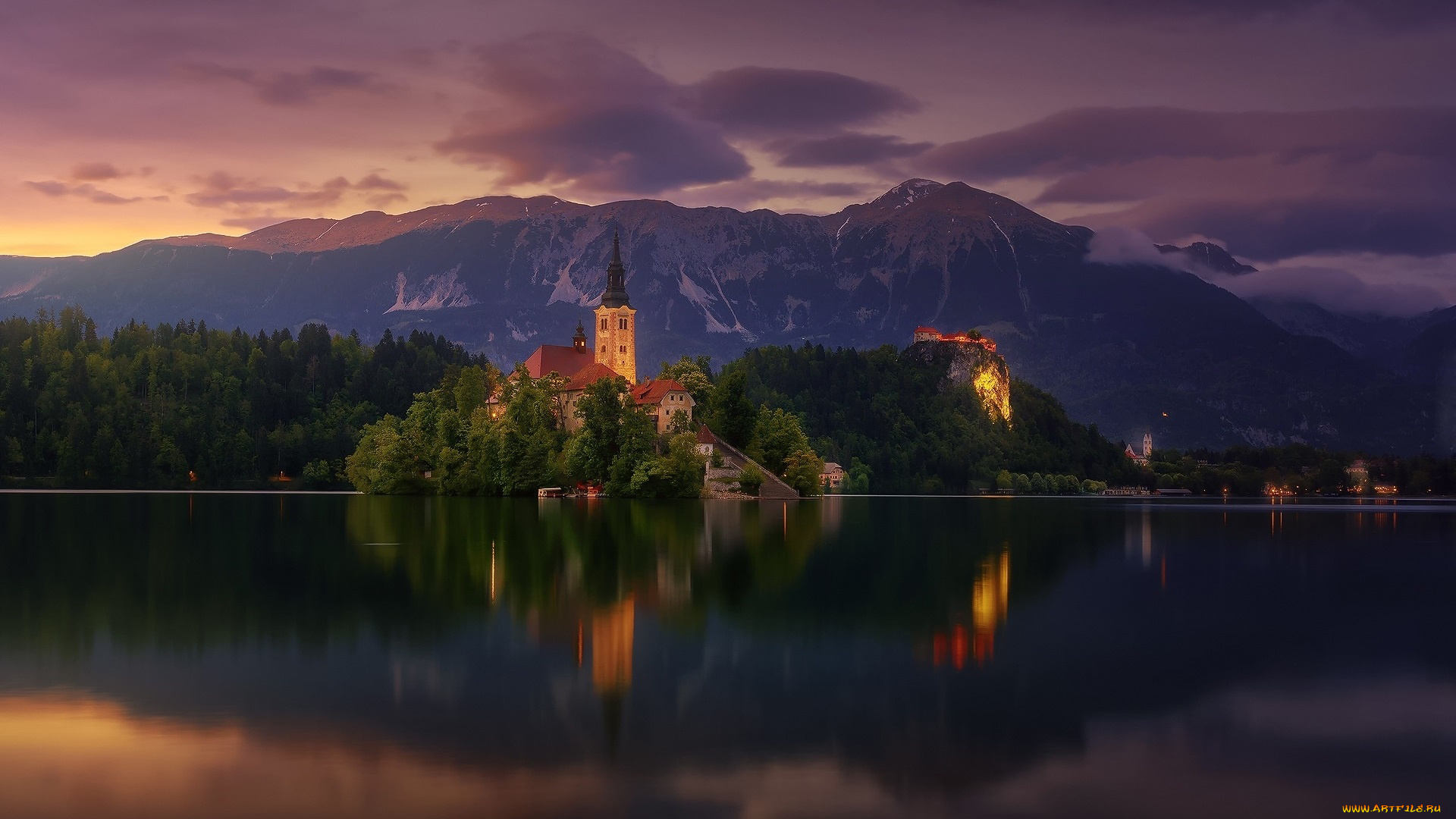 города, блед, , словения, остров, озеро