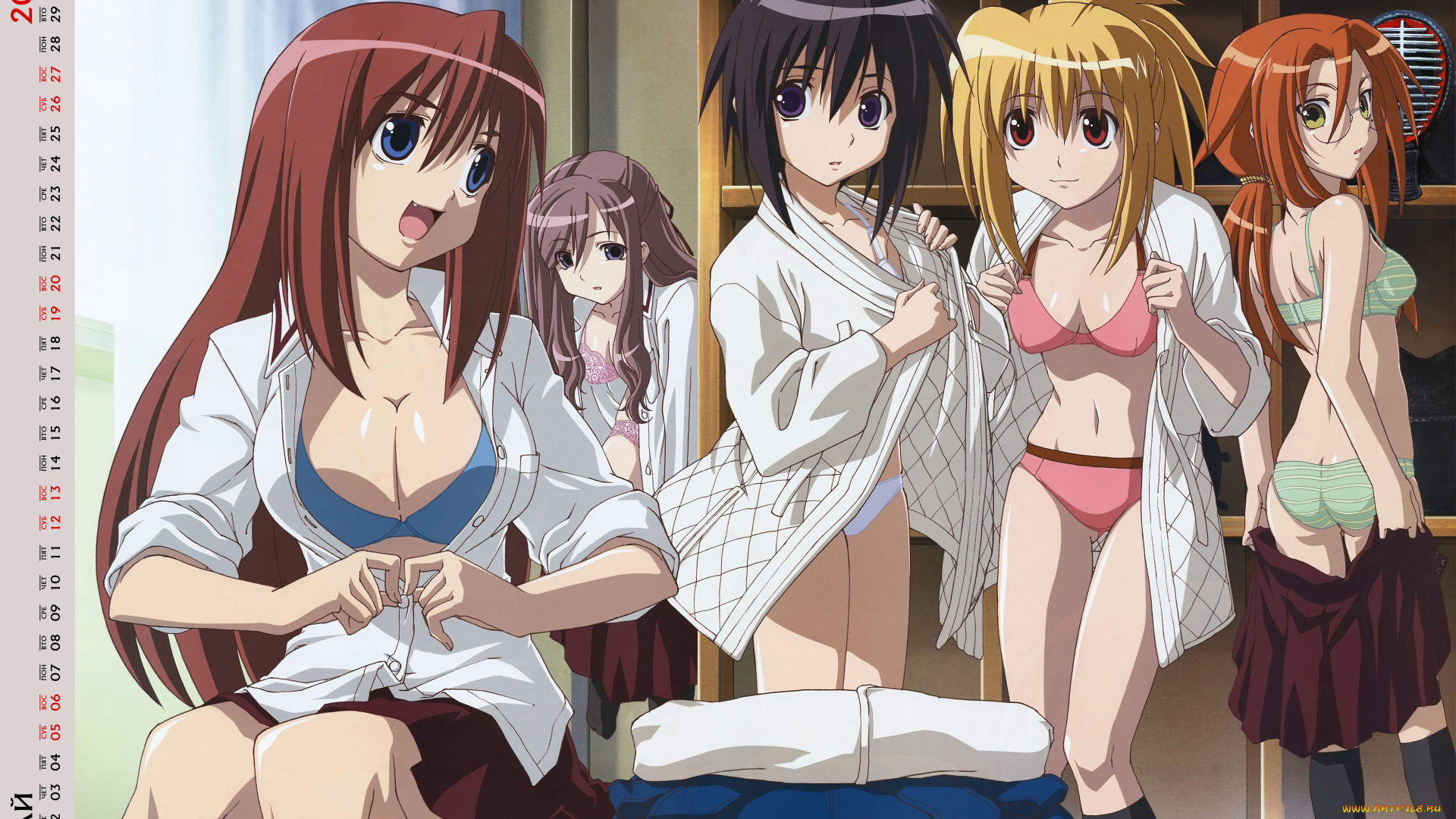календари, аниме, взгляд, девушка, разговор