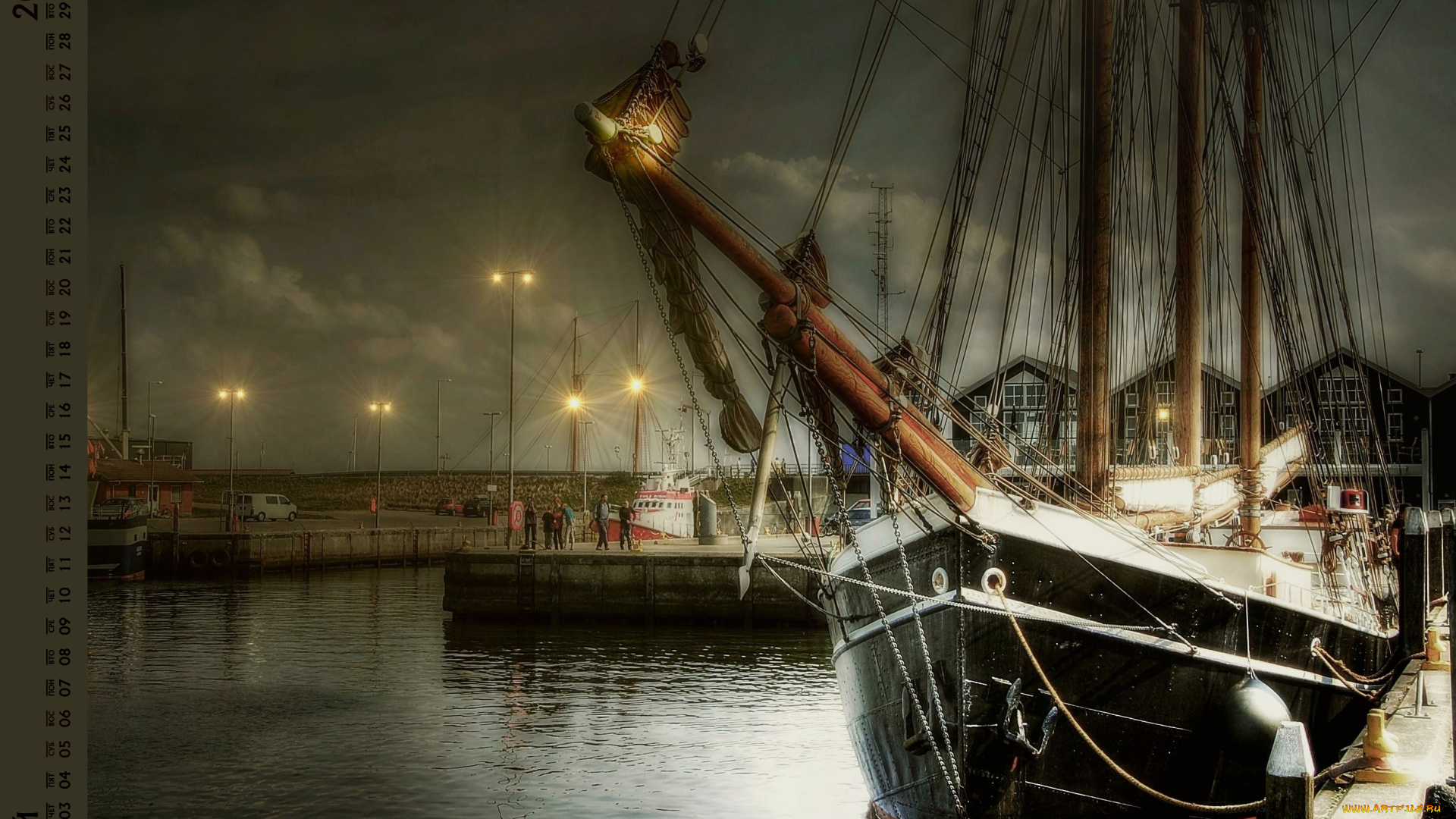 календари, компьютерный, дизайн, яхта, водоем