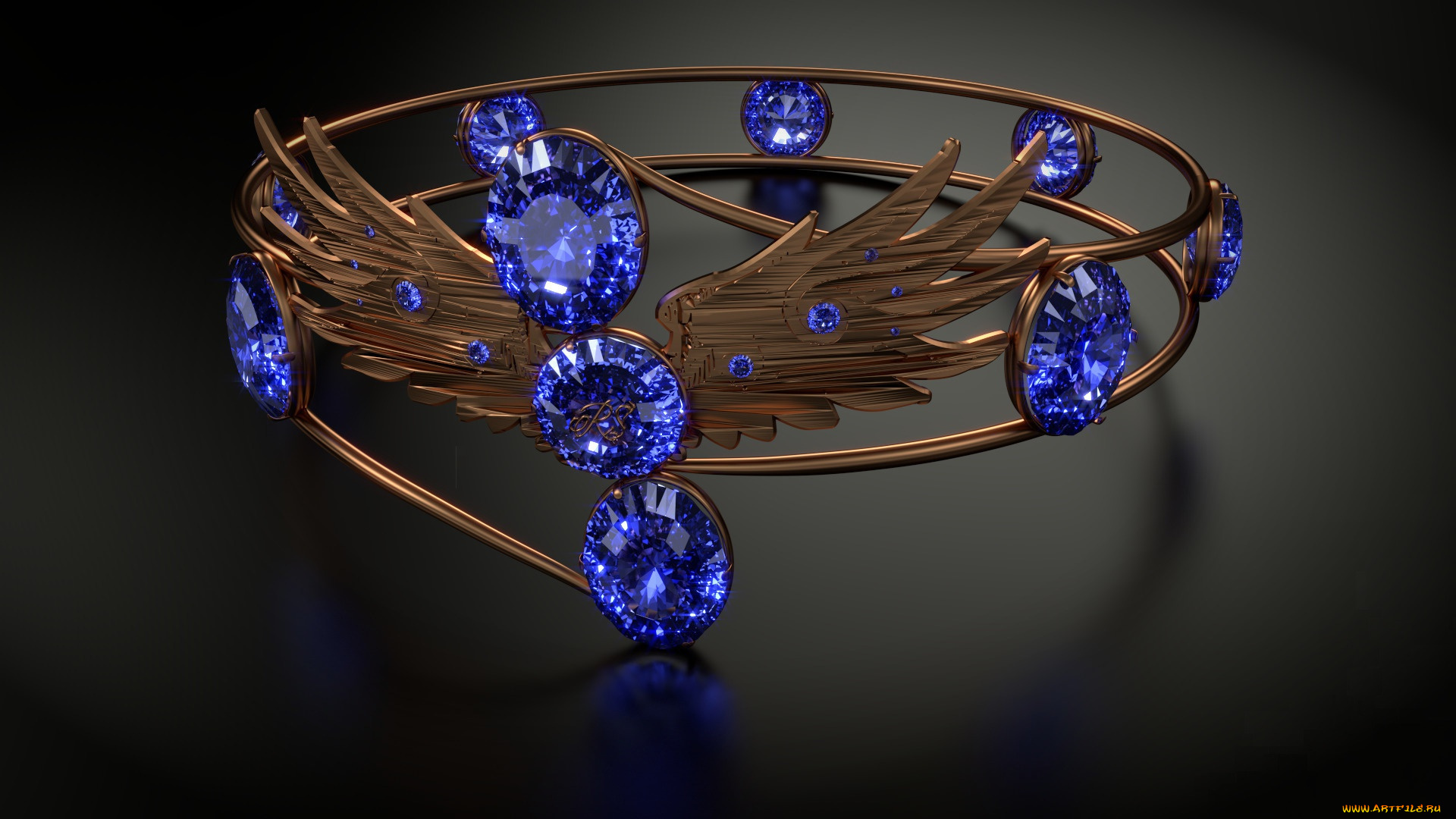разное, украшения, , аксессуары, , веера, металл, игра, света, украшение, корона, крылья, отражение, блеск, камней, сапфиры, стиль, темный, фон