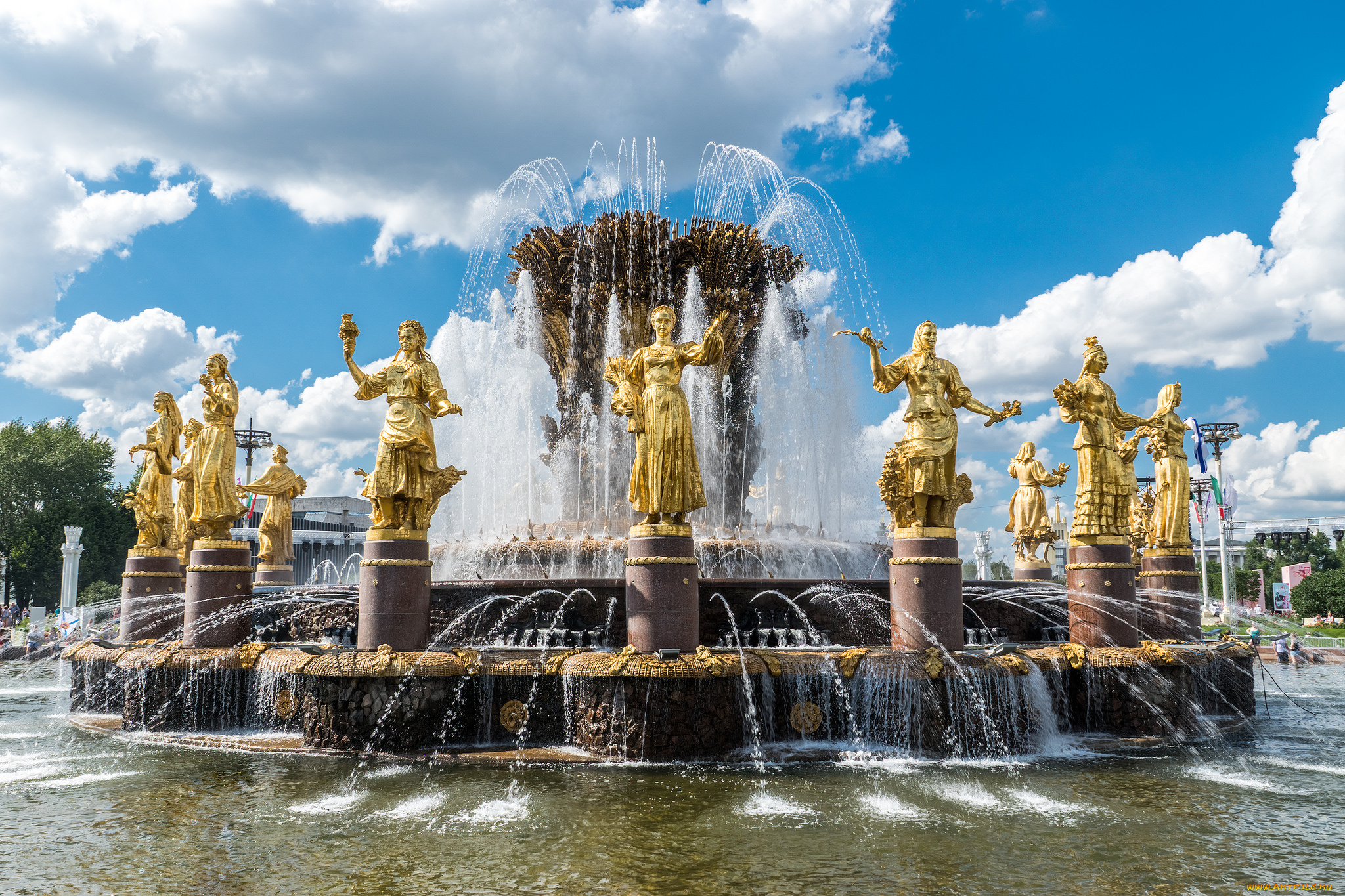 golden, ladies, fountain, города, -, фонтаны, простор