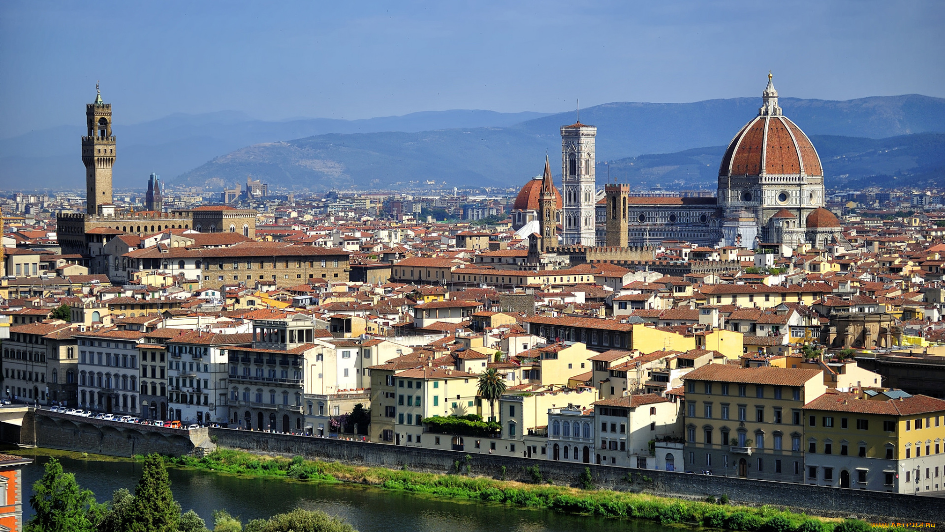 города, флоренция, , италия, простор