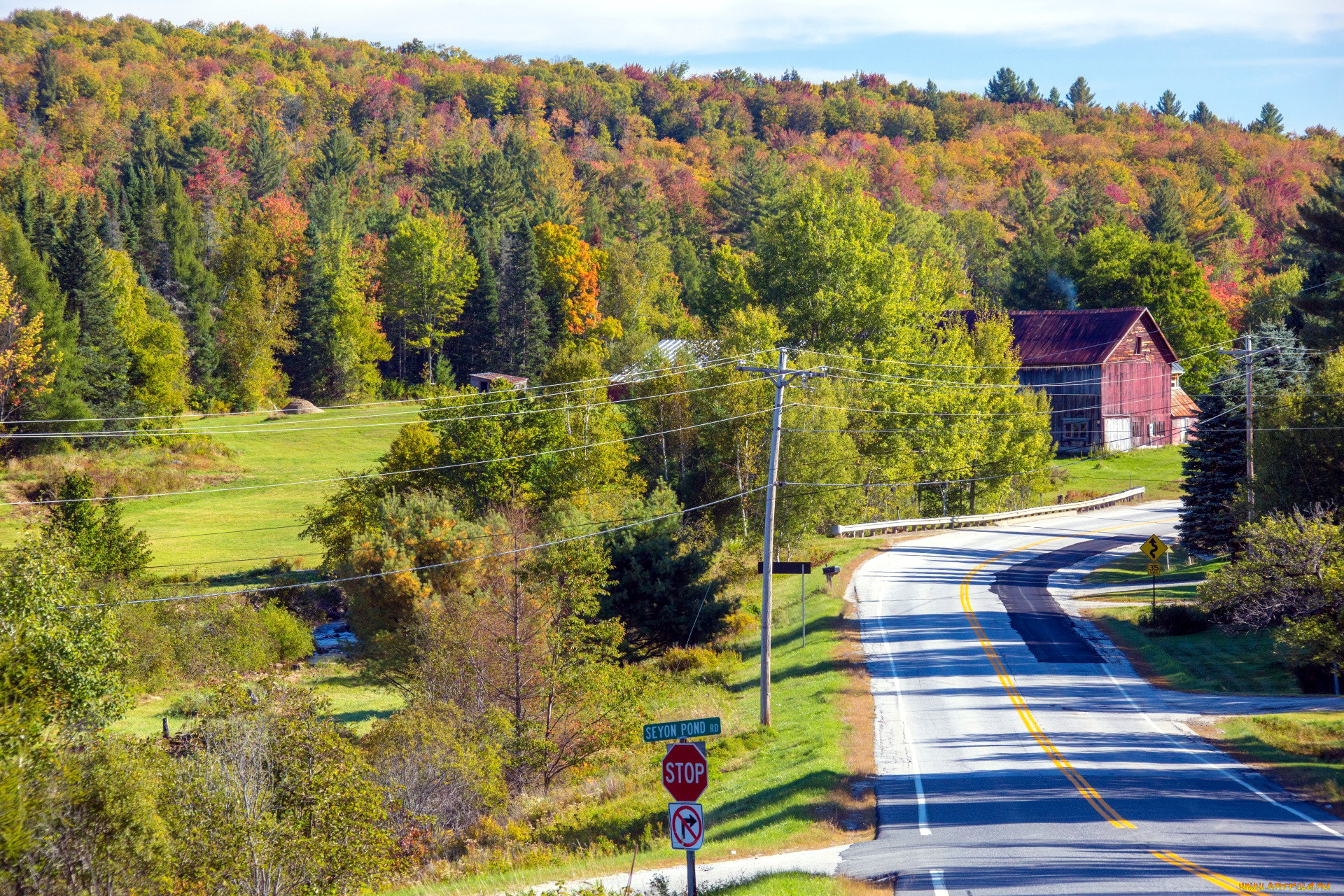 природа, дороги, шоссе, поворот