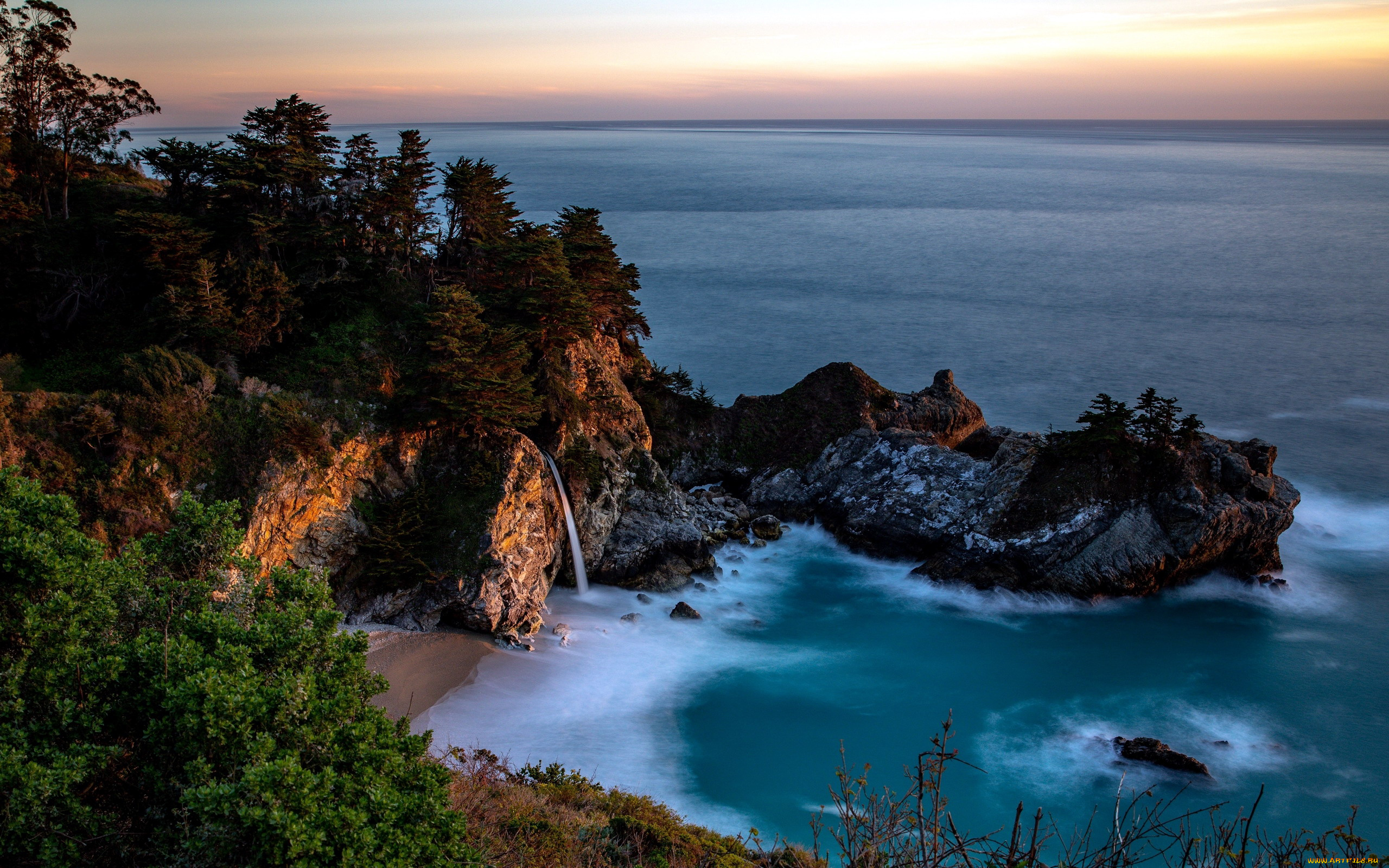 природа, побережье, залив