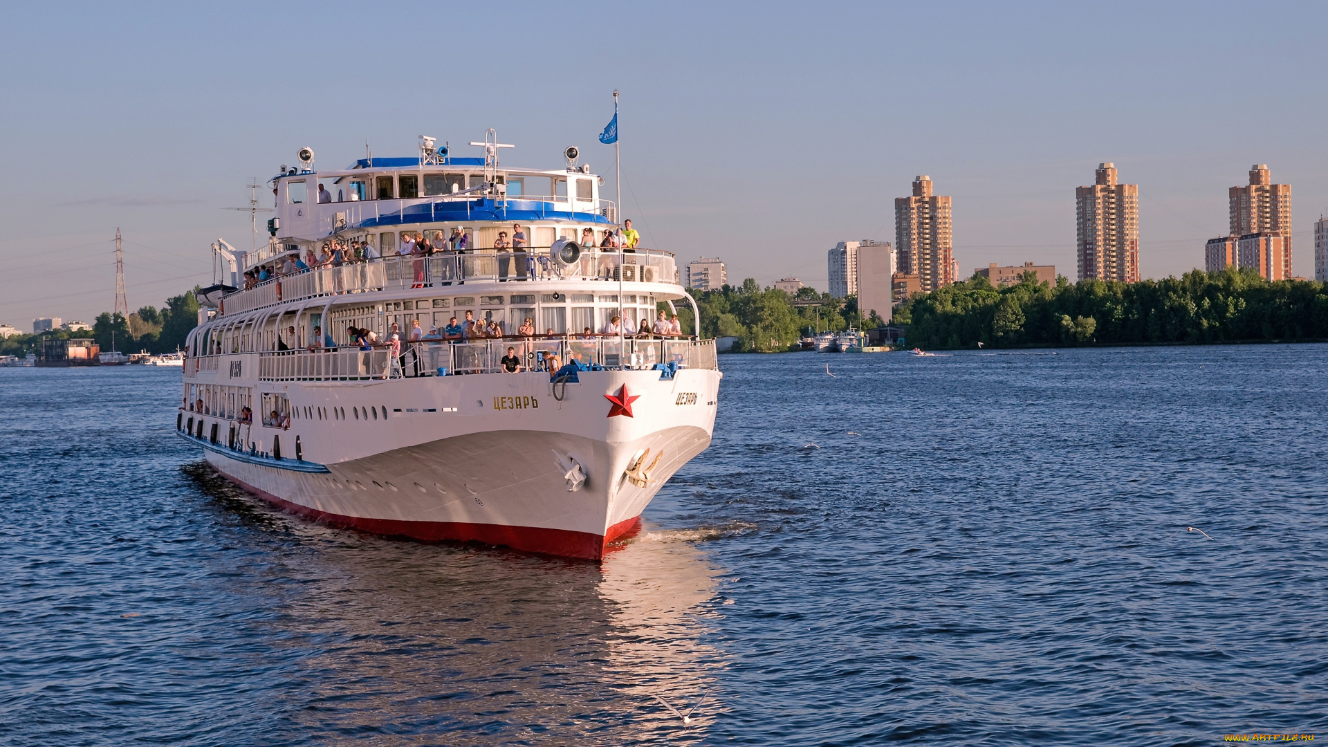 цезарь, корабли, теплоходы, корабль, теплоход, река, город, россия