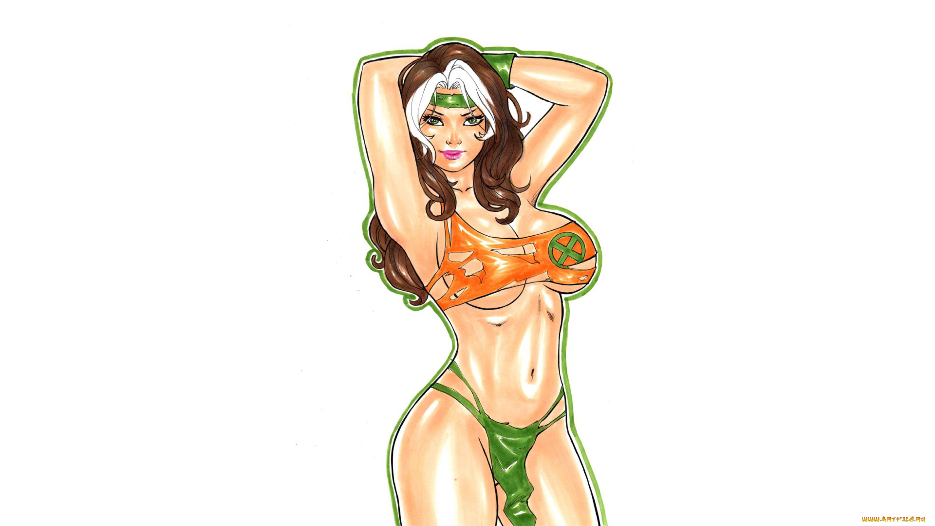 рисованное, комиксы, девушка, фон, взгляд