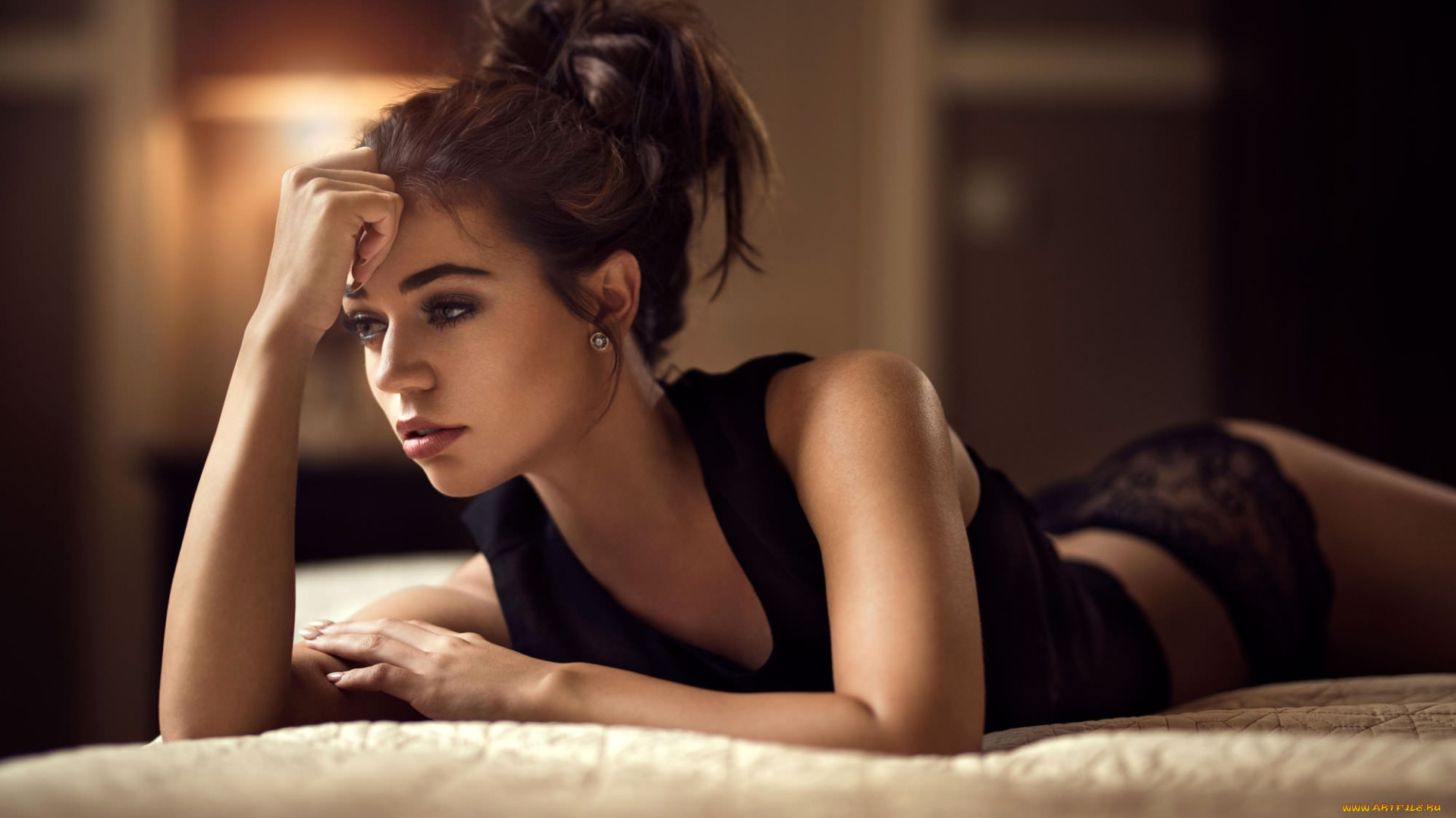 девушки, -, брюнетки, , шатенки, постель, брюнетка, поза