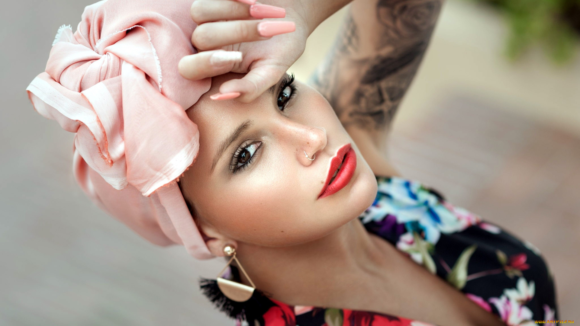 девушки, -, лица, , портреты, тату, макияж, серьги