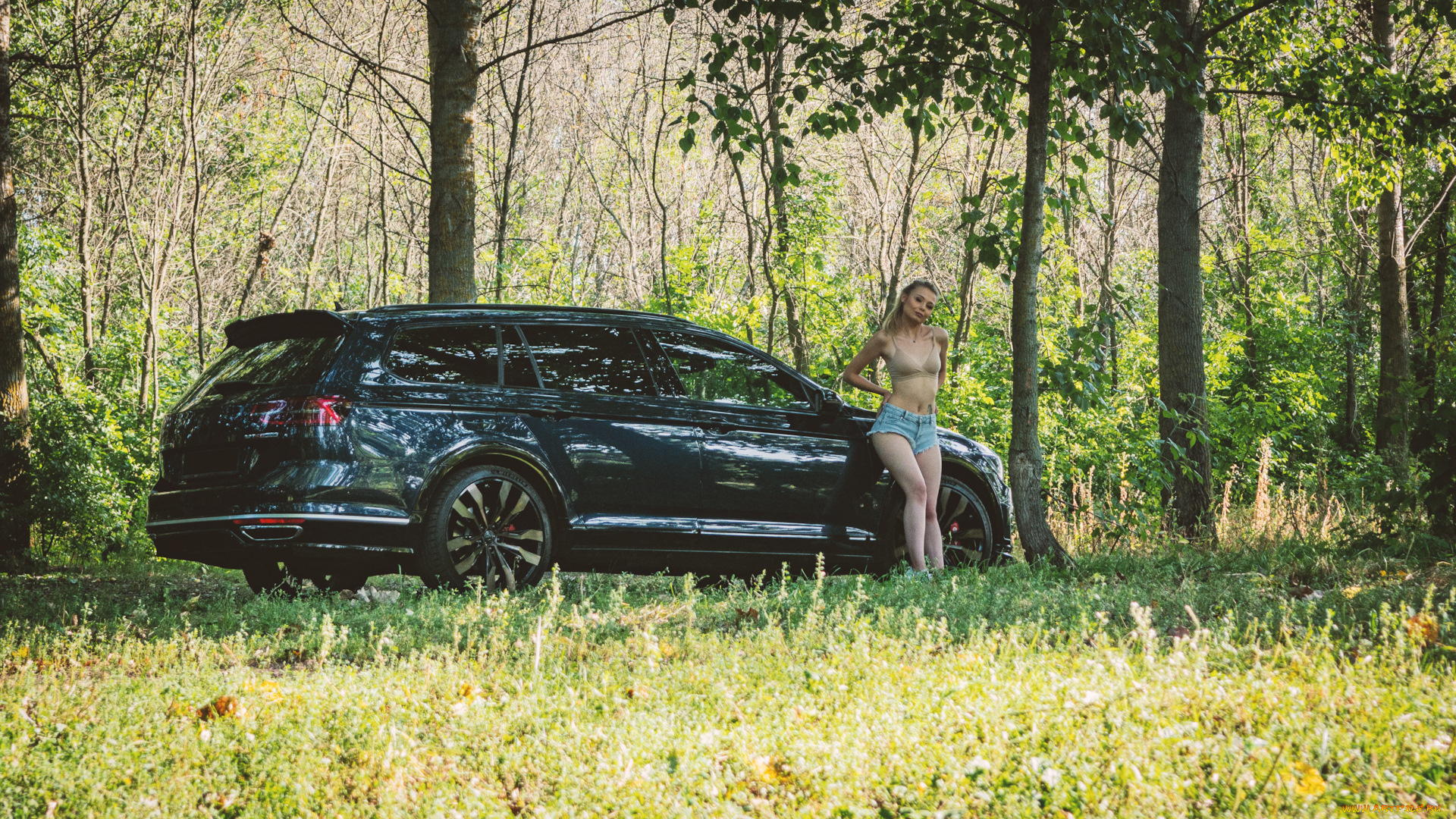 автомобили, -авто, с, девушками, volkswagen, passat, alltrack, b8, black, style