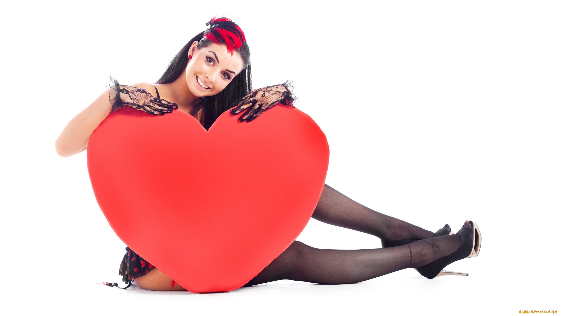 девушки, -, брюнетки, , шатенки, брюнетка, перчатки, сердечко, чулки