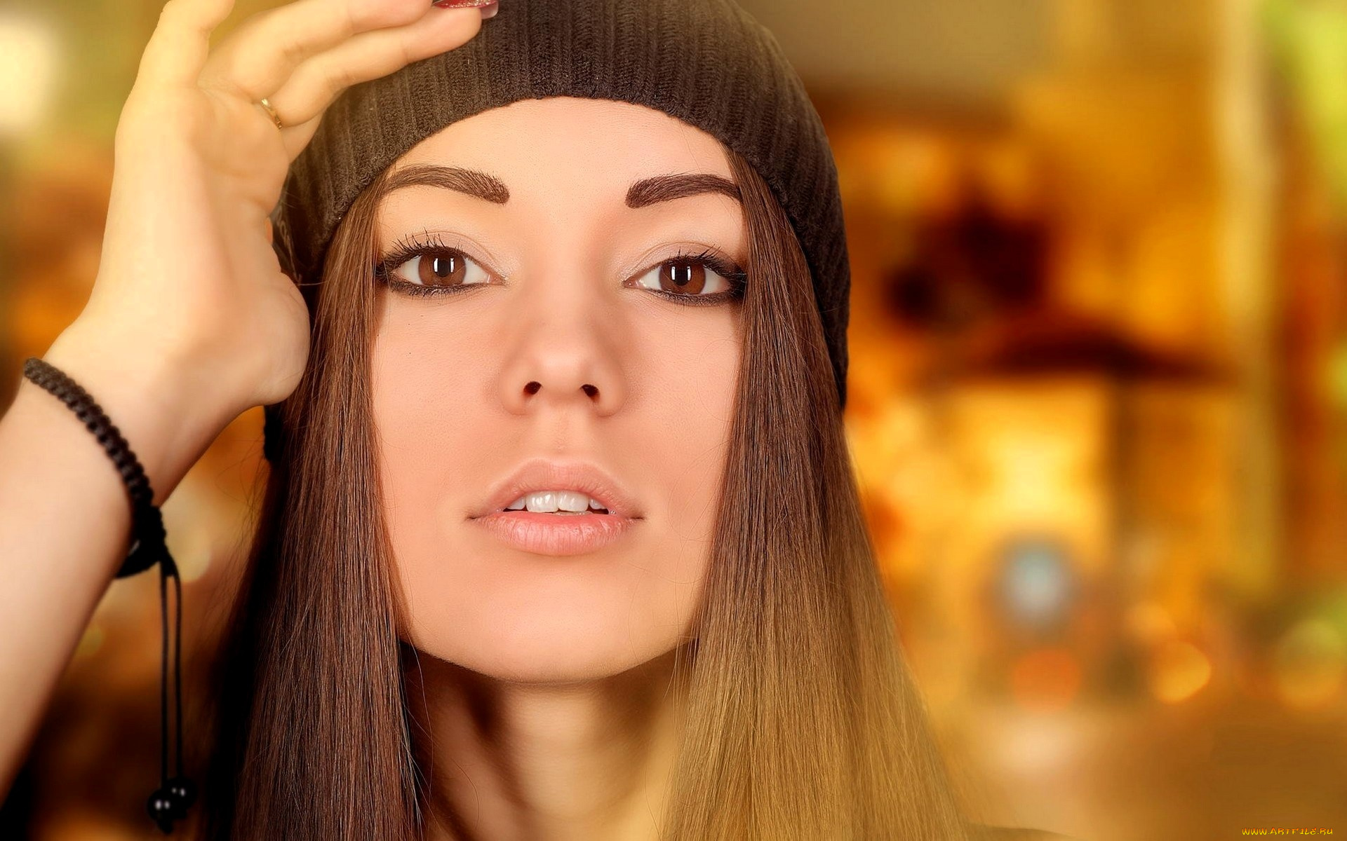 девушки, -, лица, , портреты, русая, лицо, шапка