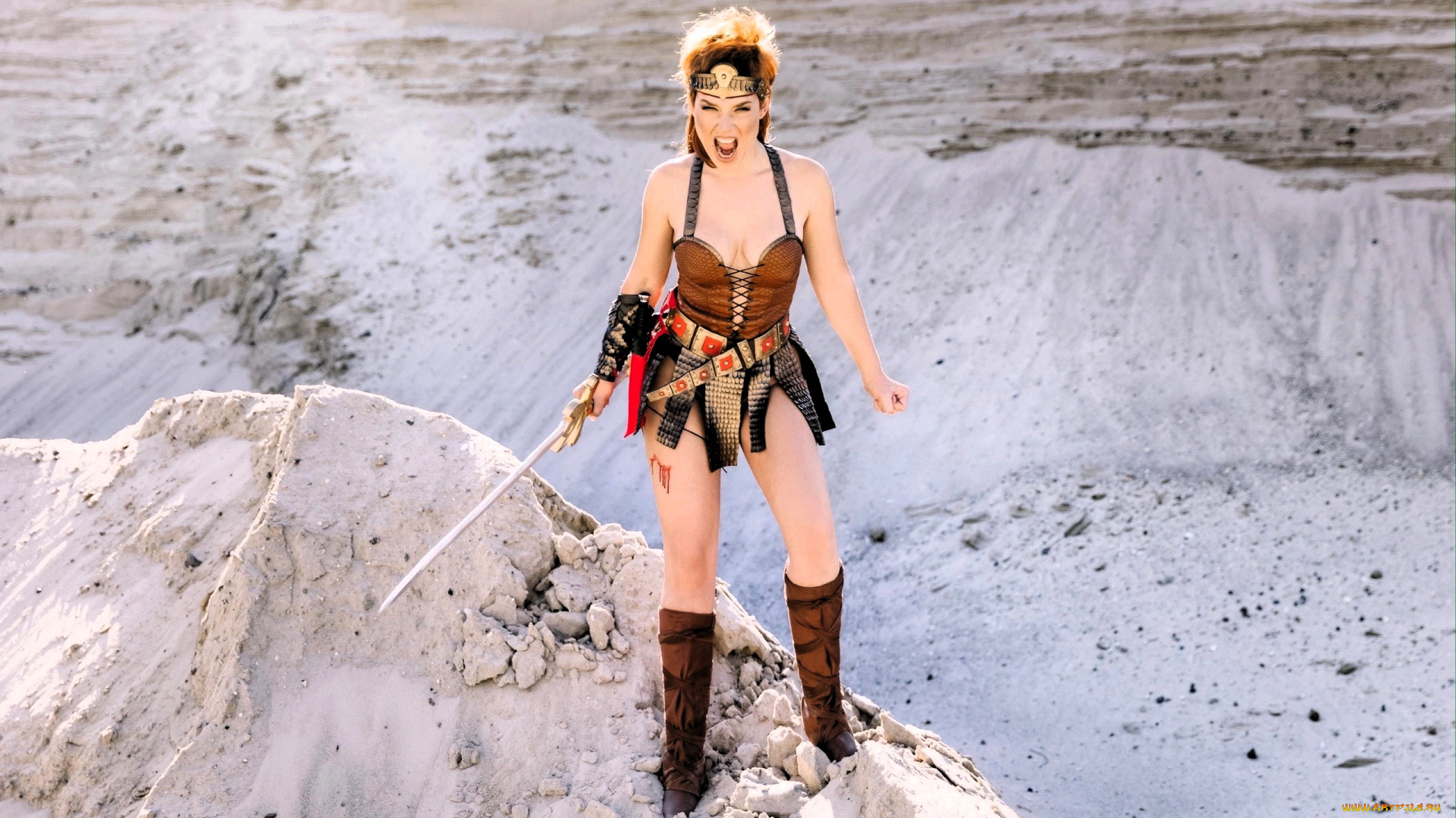 девушки, анна, шаховская, образ, косплей, наряд, меч, скалы