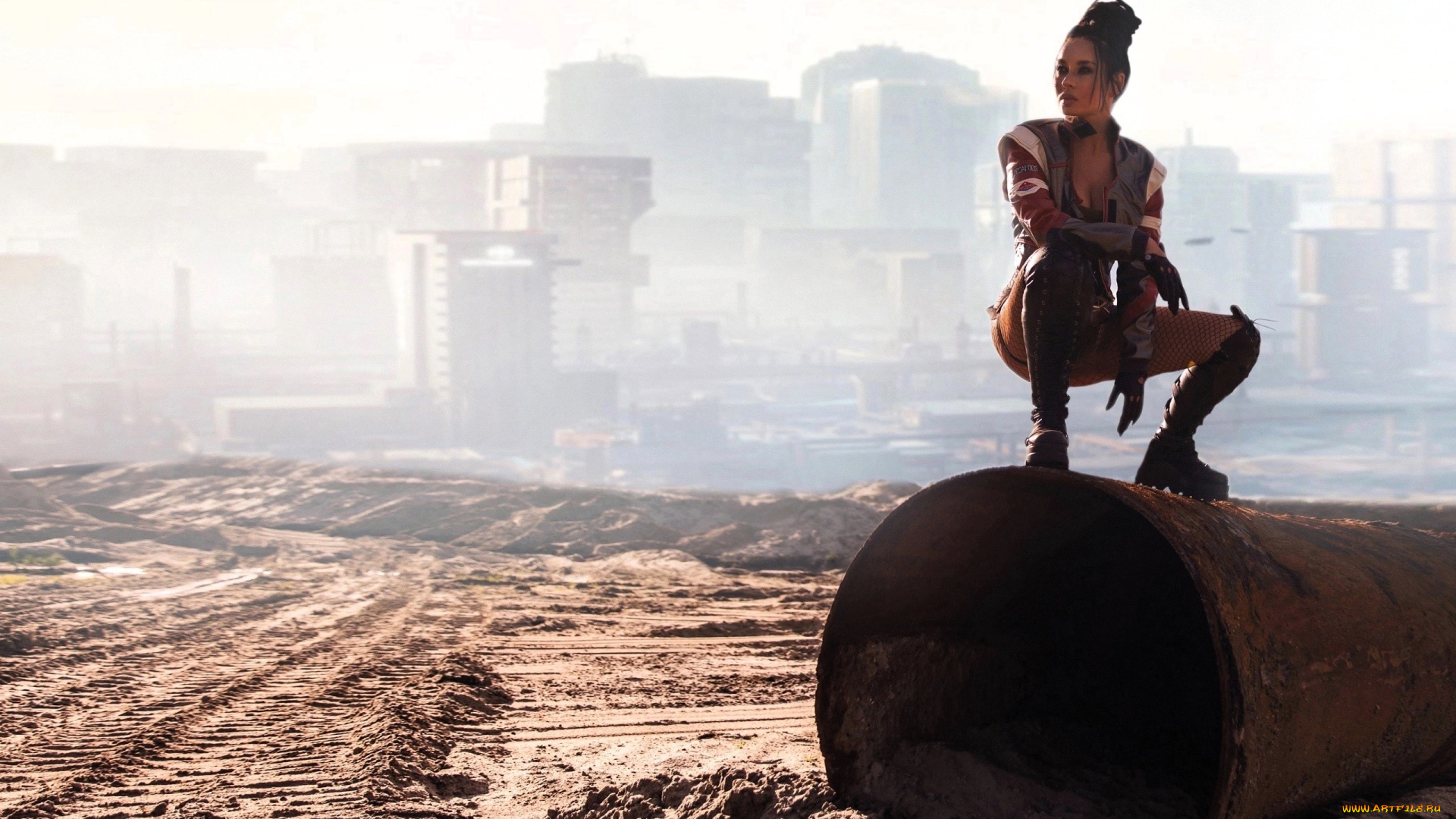 девушки, анна, шаховская, образ, косплей, наряд, труба, песок, туман, развалины