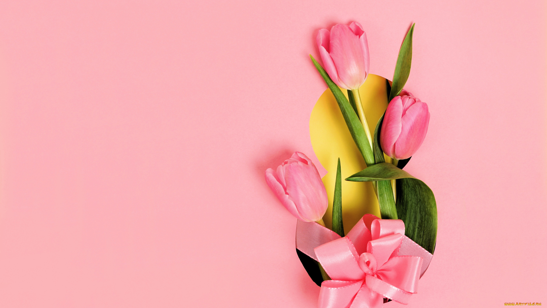 праздничные, международный, женский, день, -, 8, марта, восьмерка, цветы, тюльпаны, бант