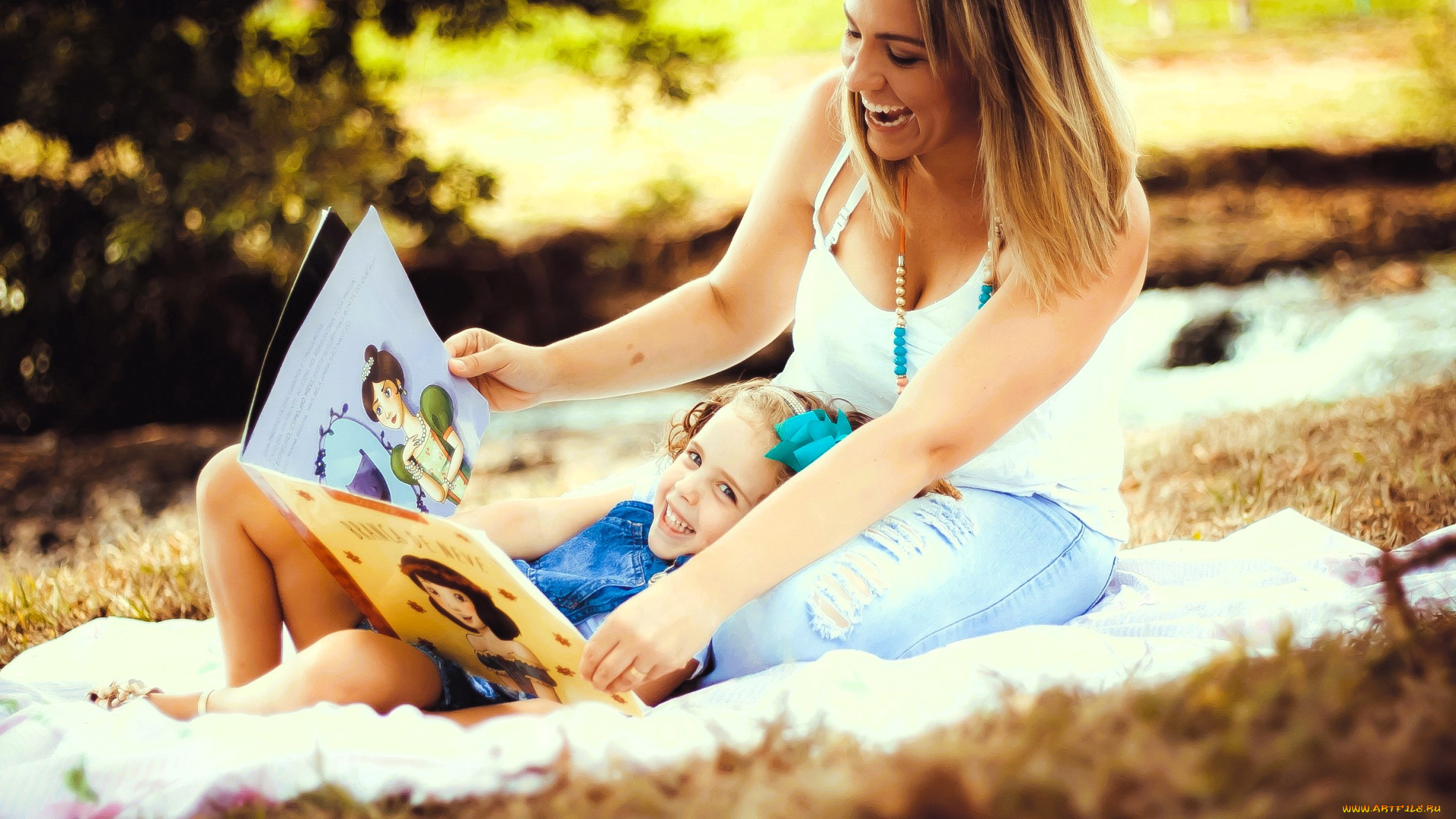 разное, люди, мама, дочь, женщина, девочка, книга
