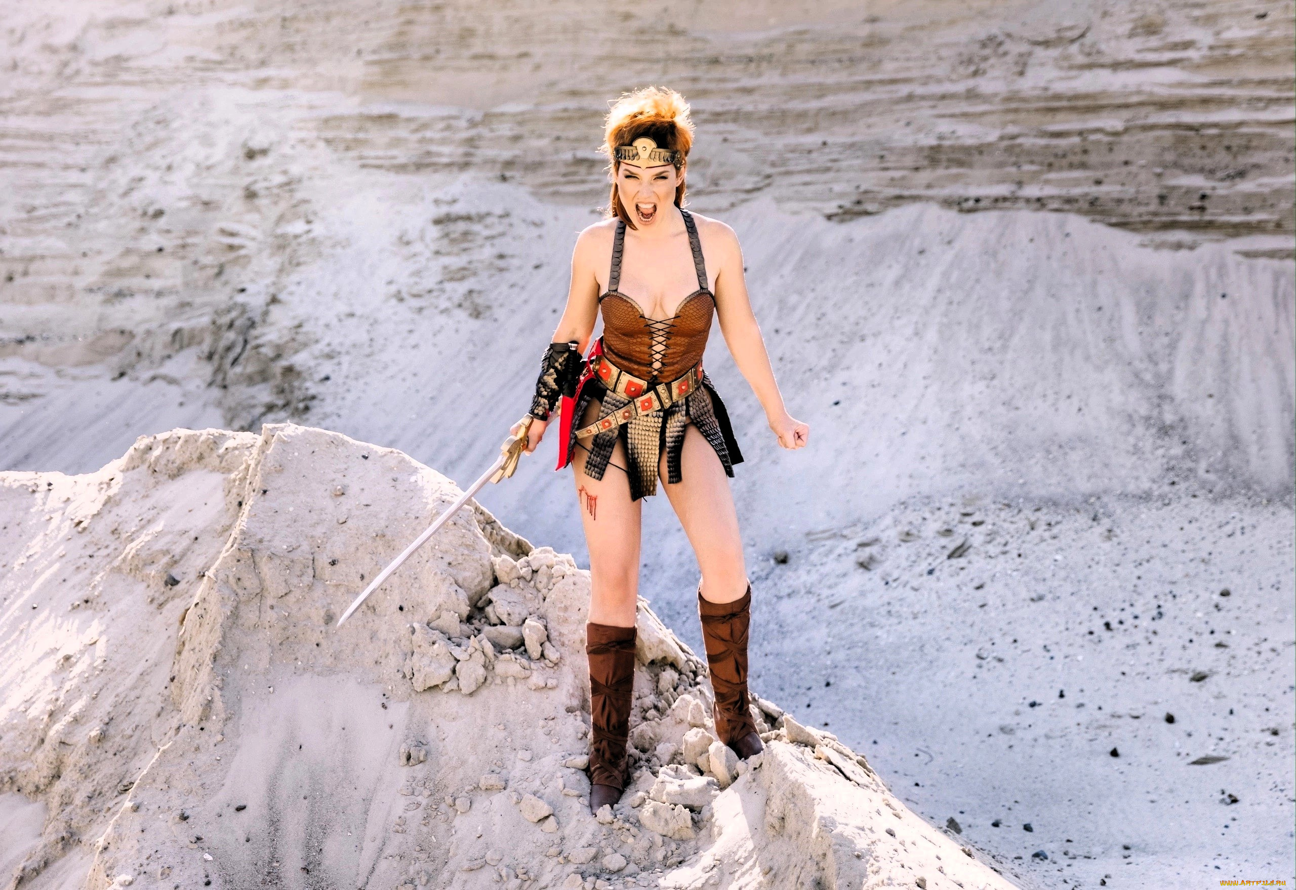 девушки, анна, шаховская, образ, косплей, наряд, меч, скалы