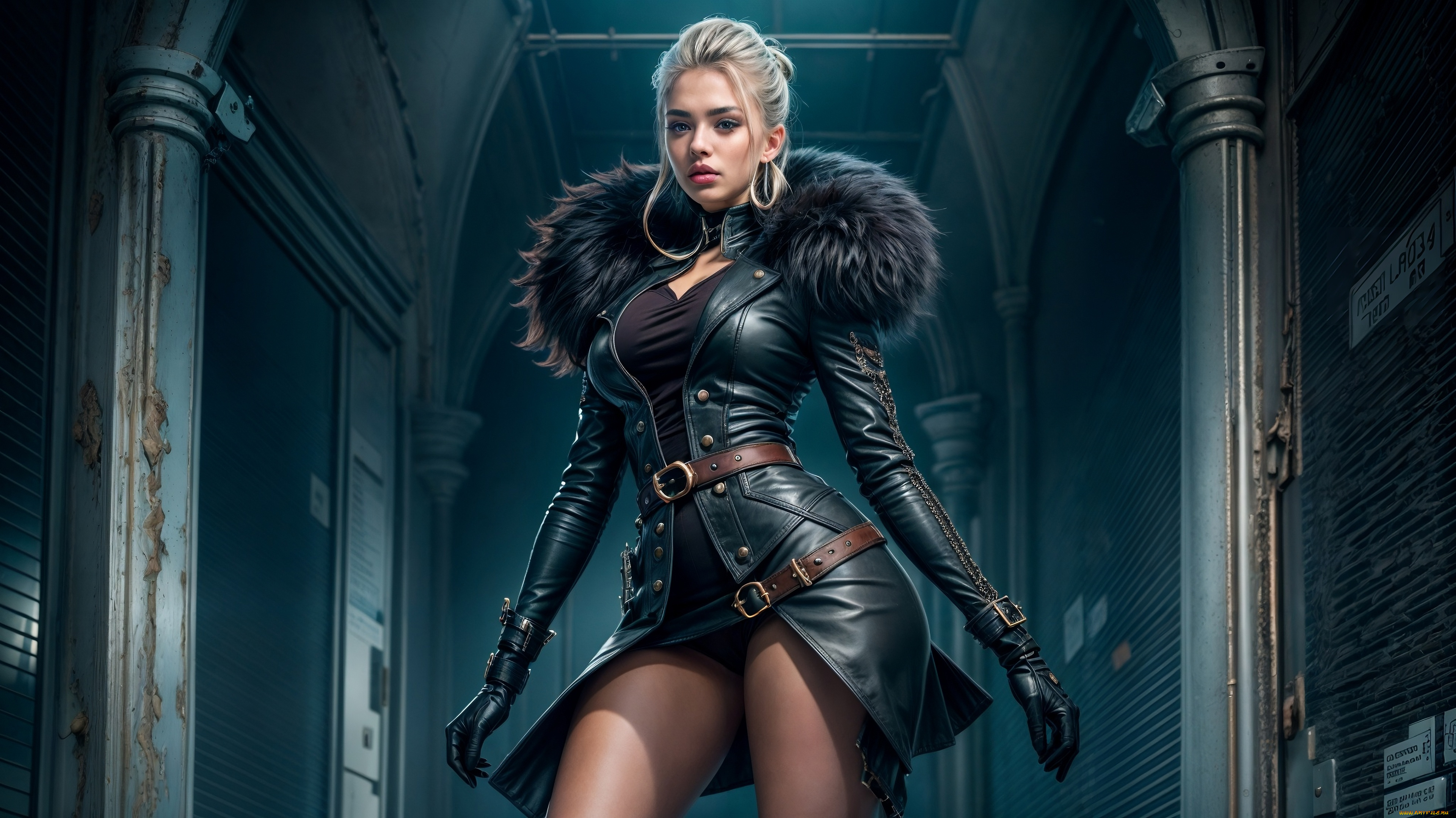 3д, графика, люди, , people, девушка, нейросеть, upskirt, плащ, платье, короткое, задралось, приподняла, вид, спереди, тень, трусики