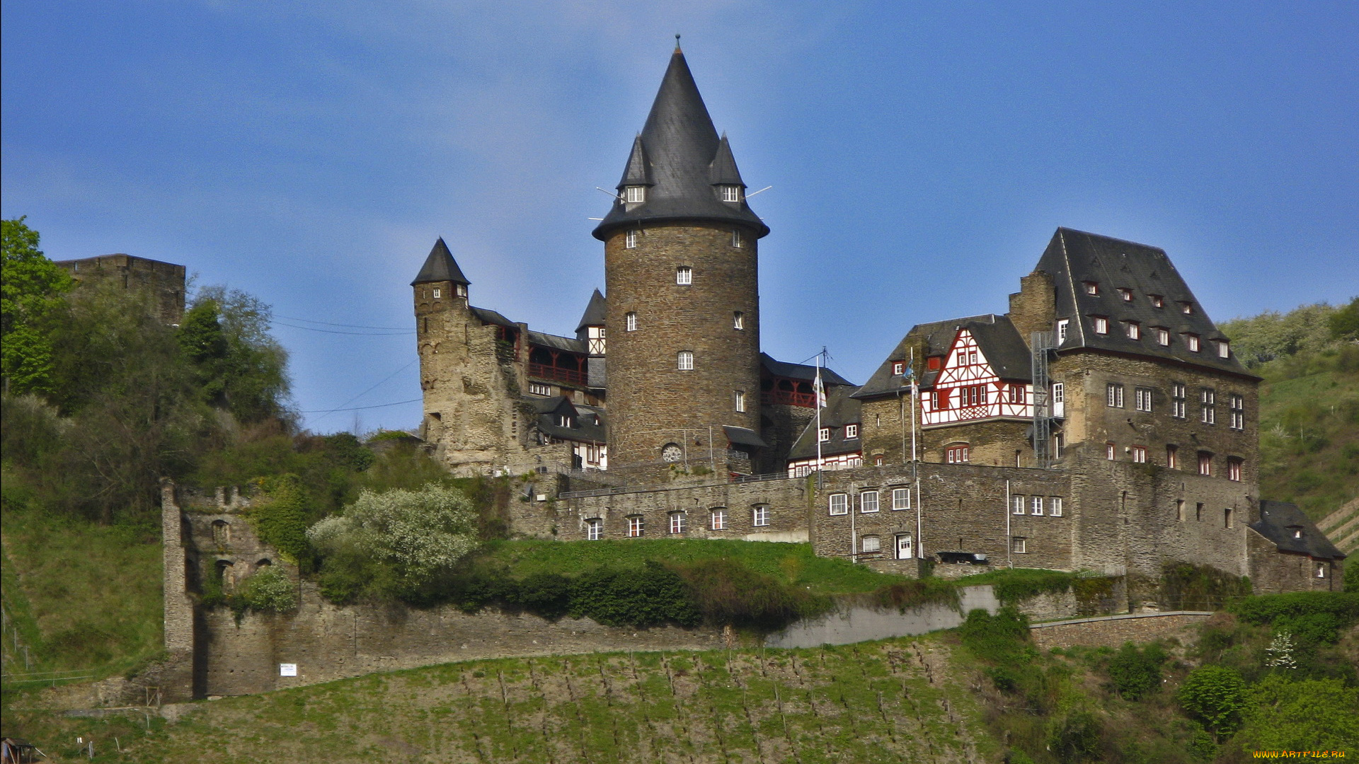 города, дворцы, замки, крепости, stahleck, germany