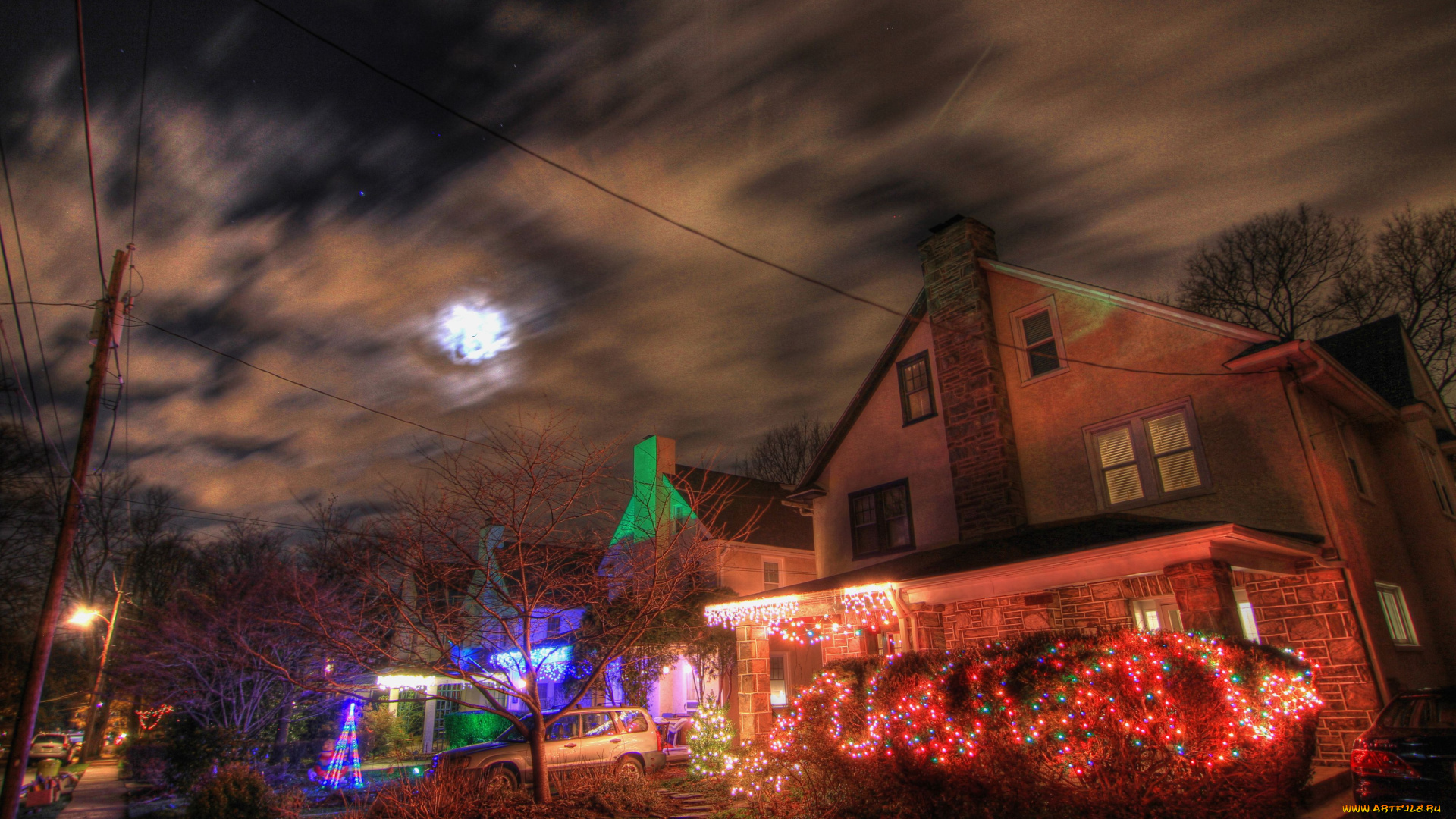 города, здания, дома, иллюминация