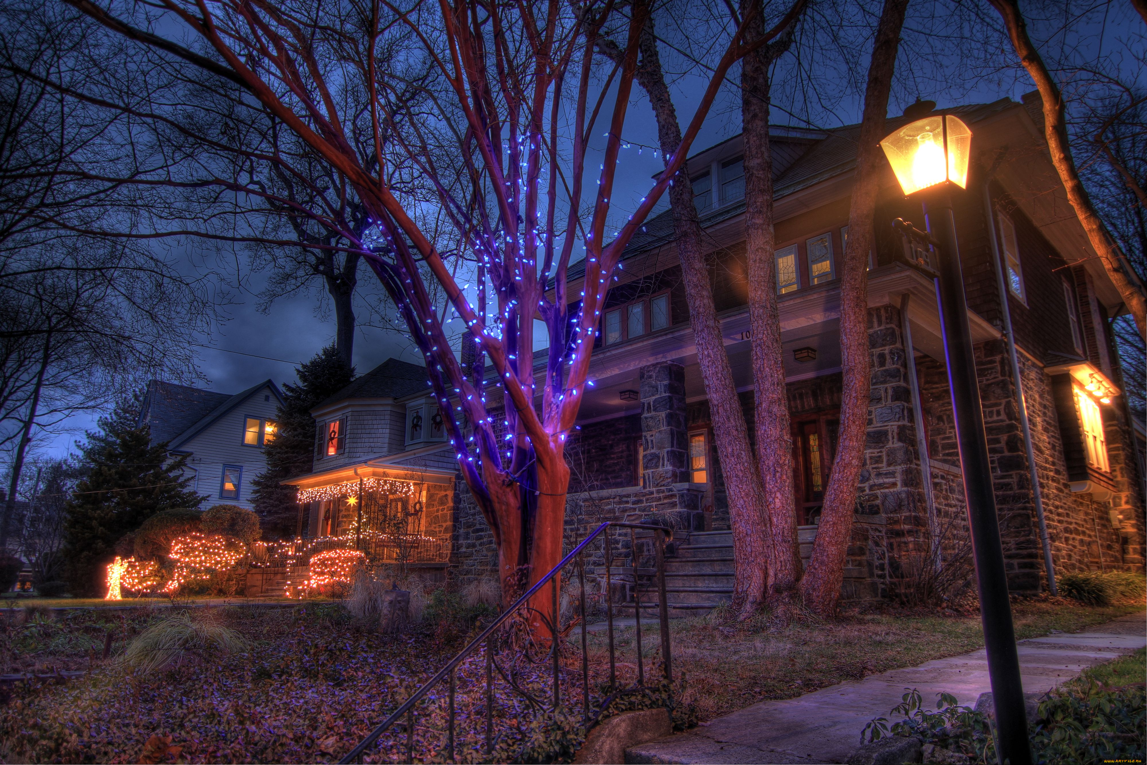 города, здания, дома, фонарь