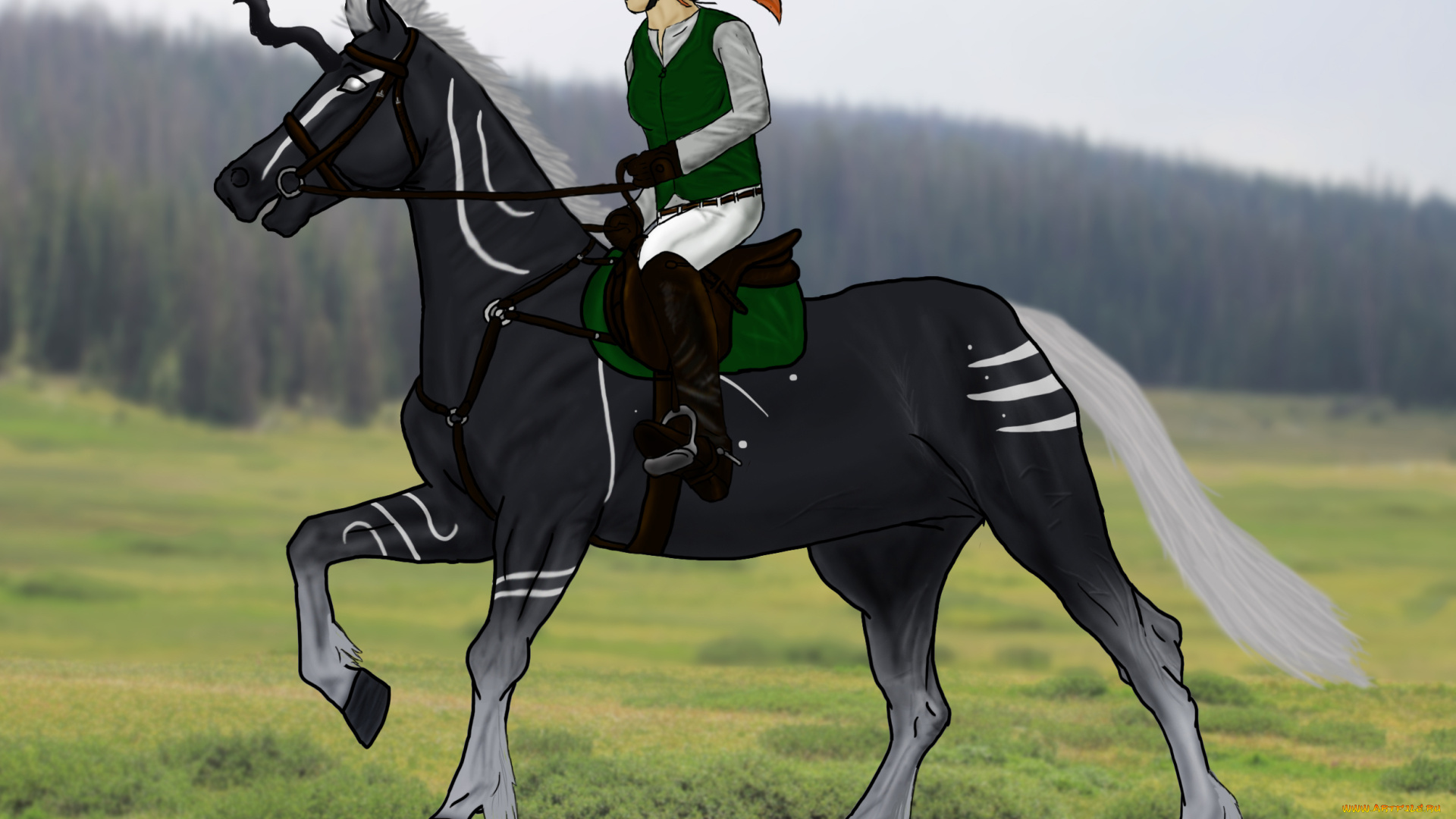 рисованные, животные, лошади, лощадь