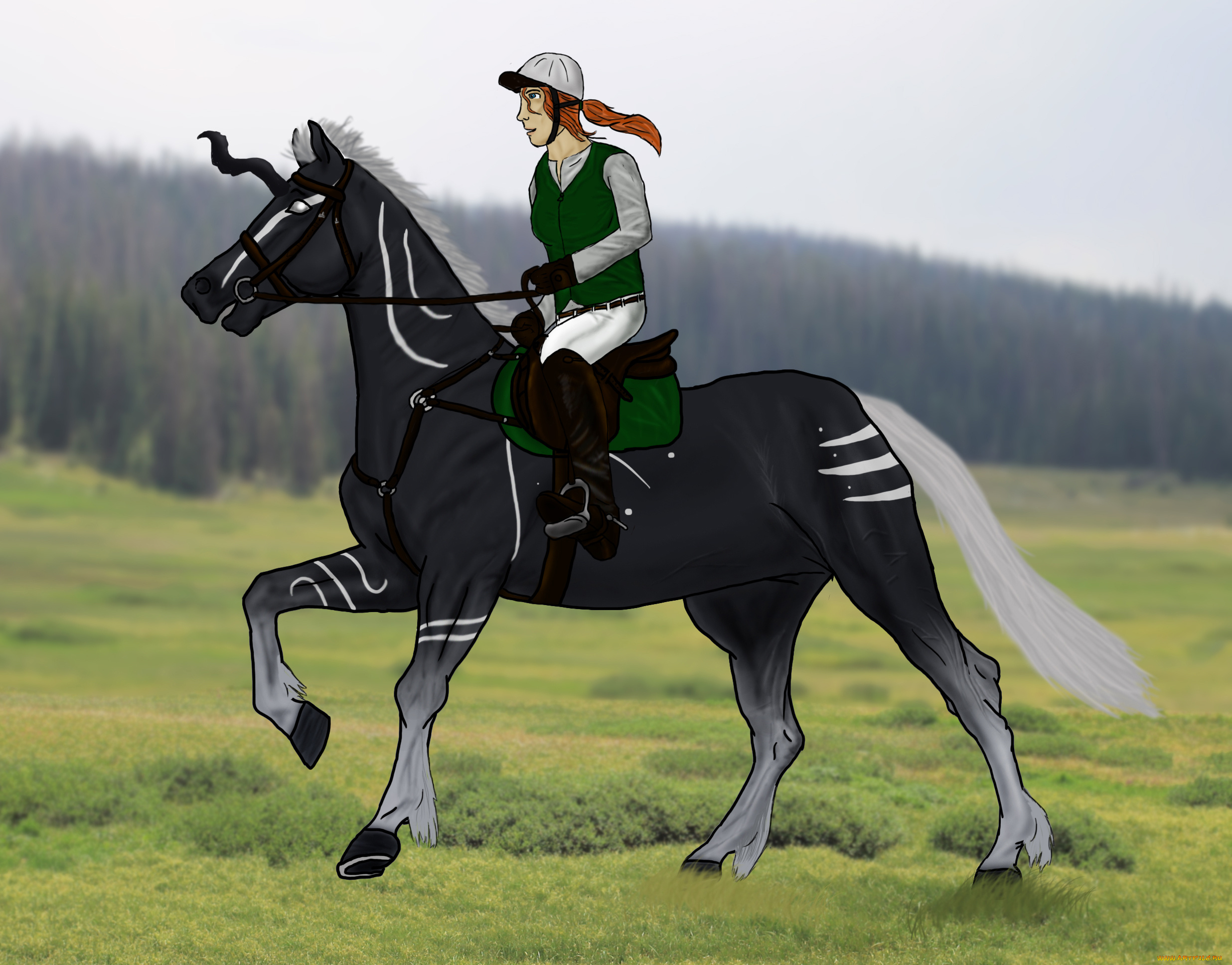 рисованные, животные, лошади, лощадь