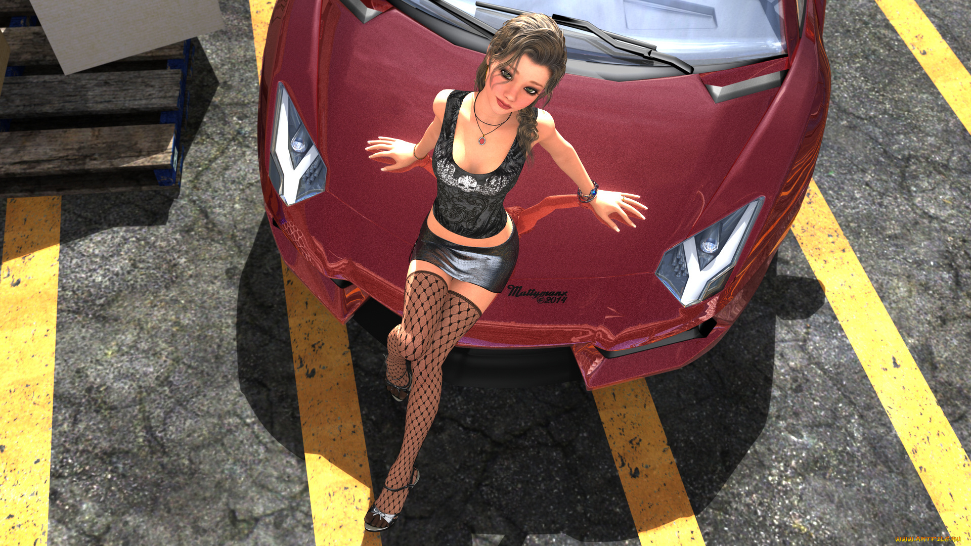 автомобили, 3d, car&girl, девушка, автомобиль