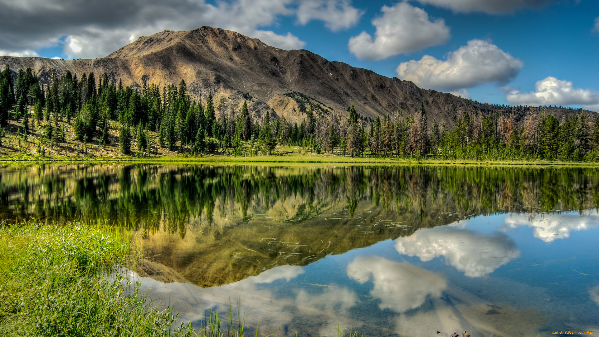 природа, реки, озера, горы, озеро, лес, облака