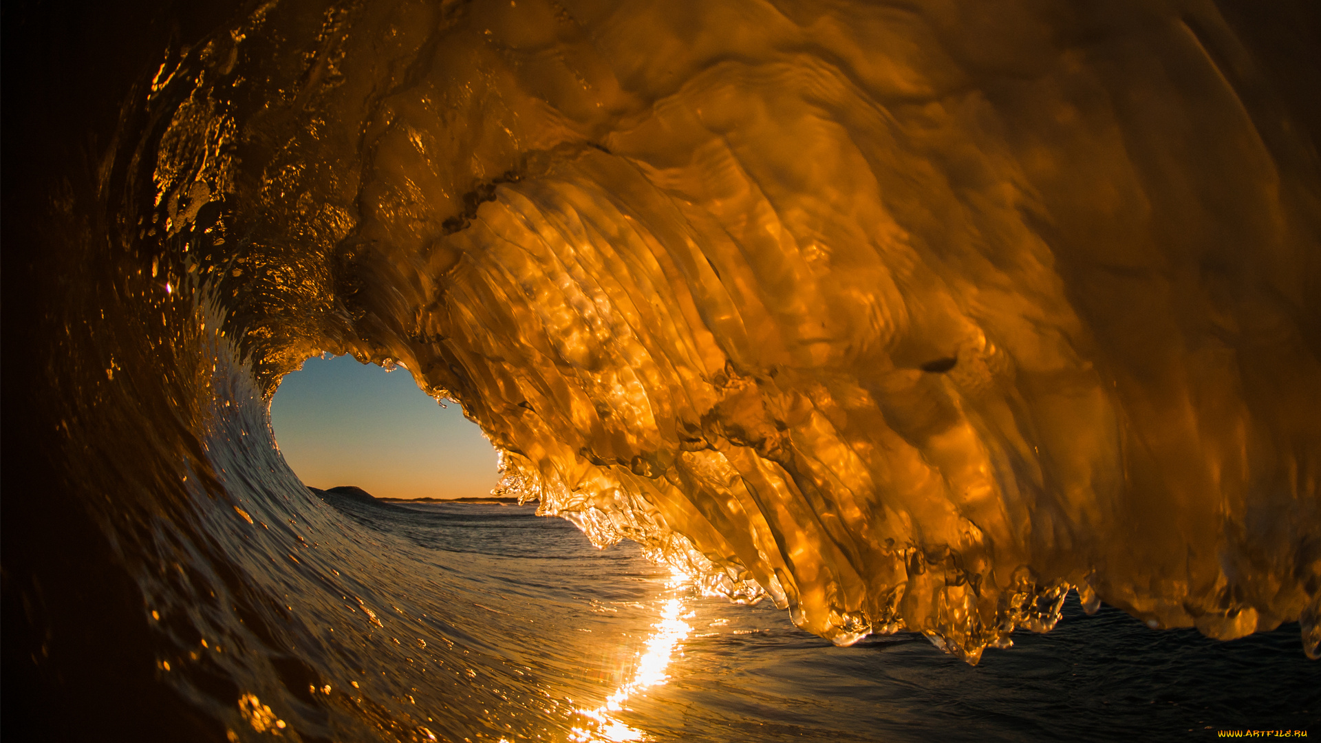 природа, стихия, брызги, море, закат, волна