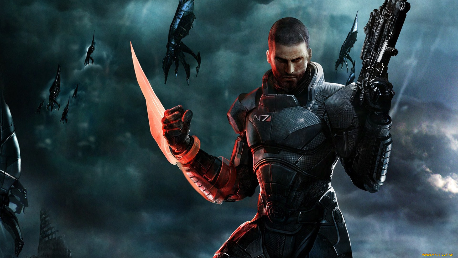 видео, игры, mass, effect, 3, воин, оружие