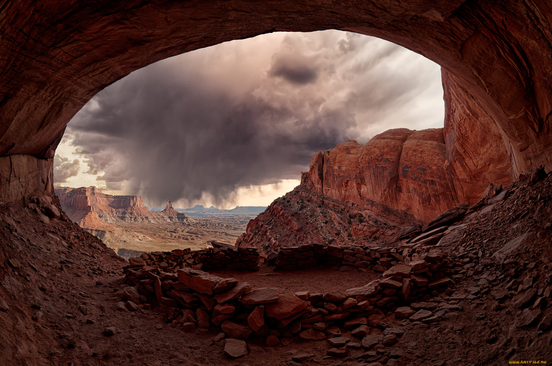 природа, горы, пещера, скалы